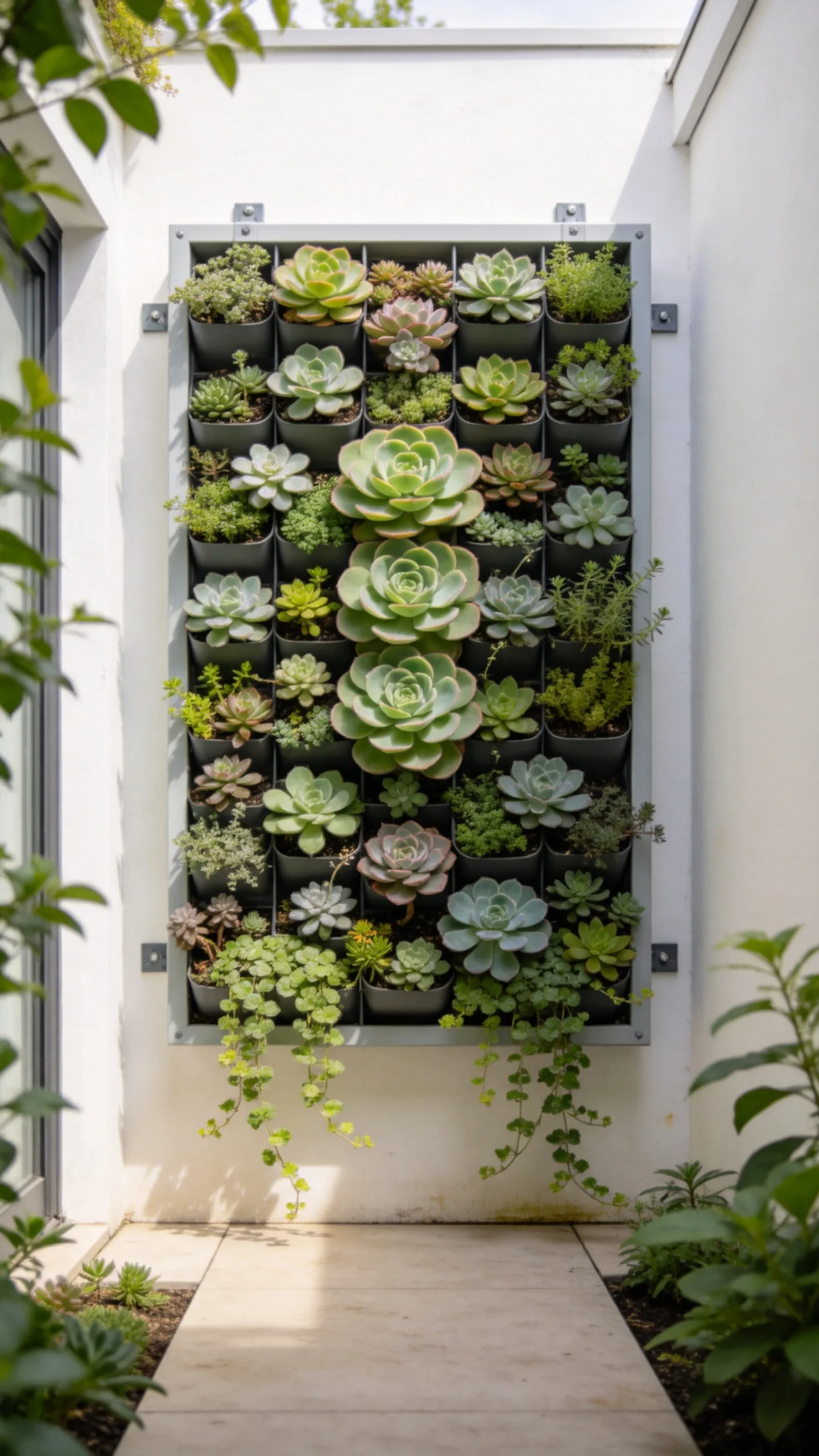 10. Vertical Succulent Wall for a Small Patio