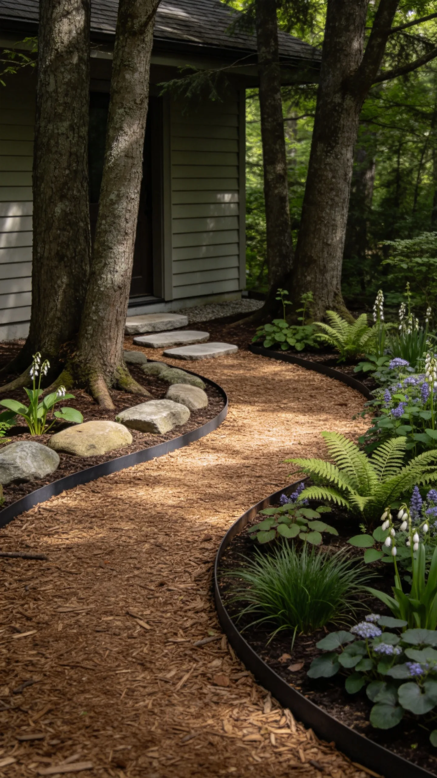 10. Woodland Mulch Path Around a Shady Corner