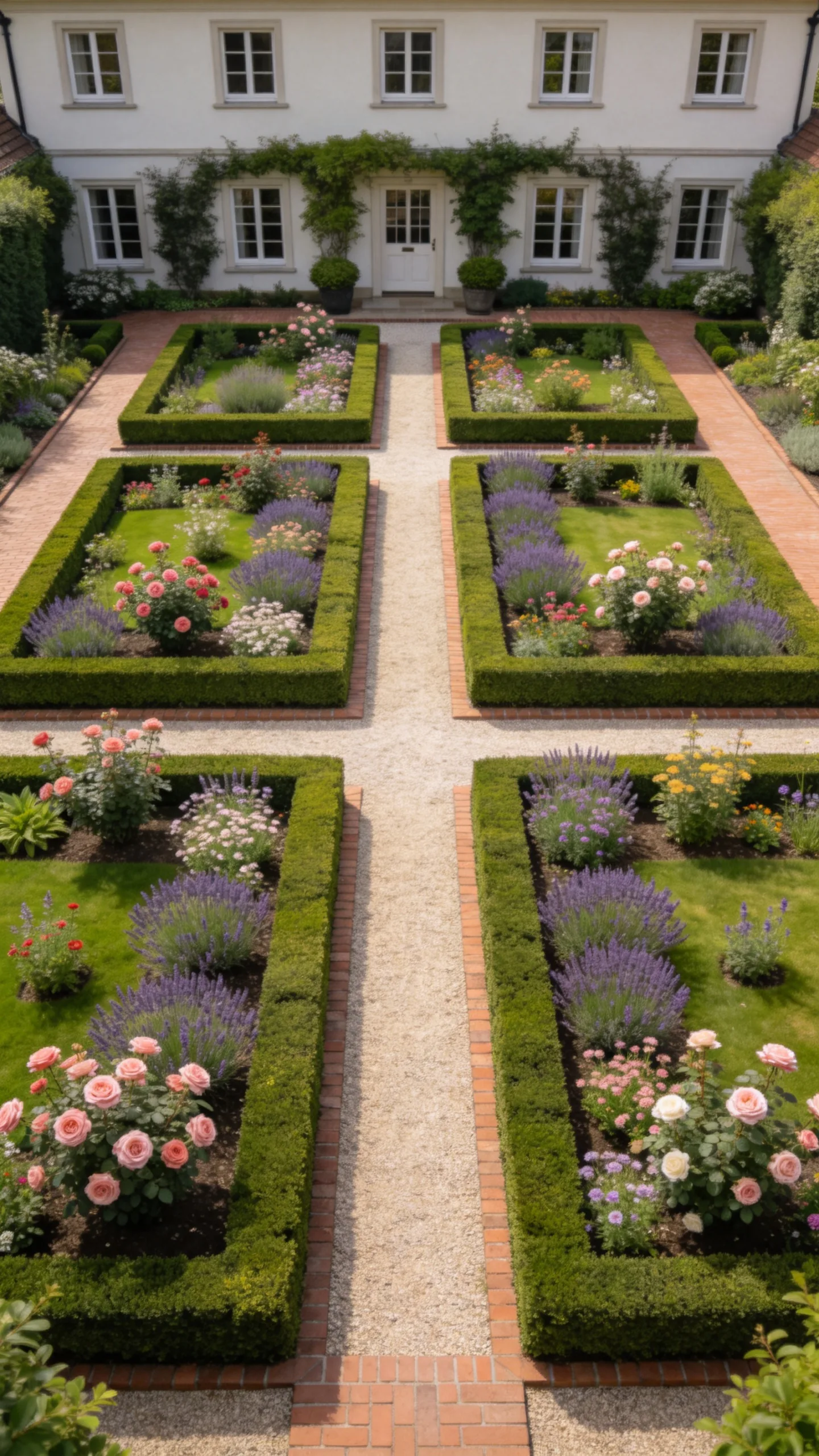 11. Formal Geometric Path With Clipped Border Plants