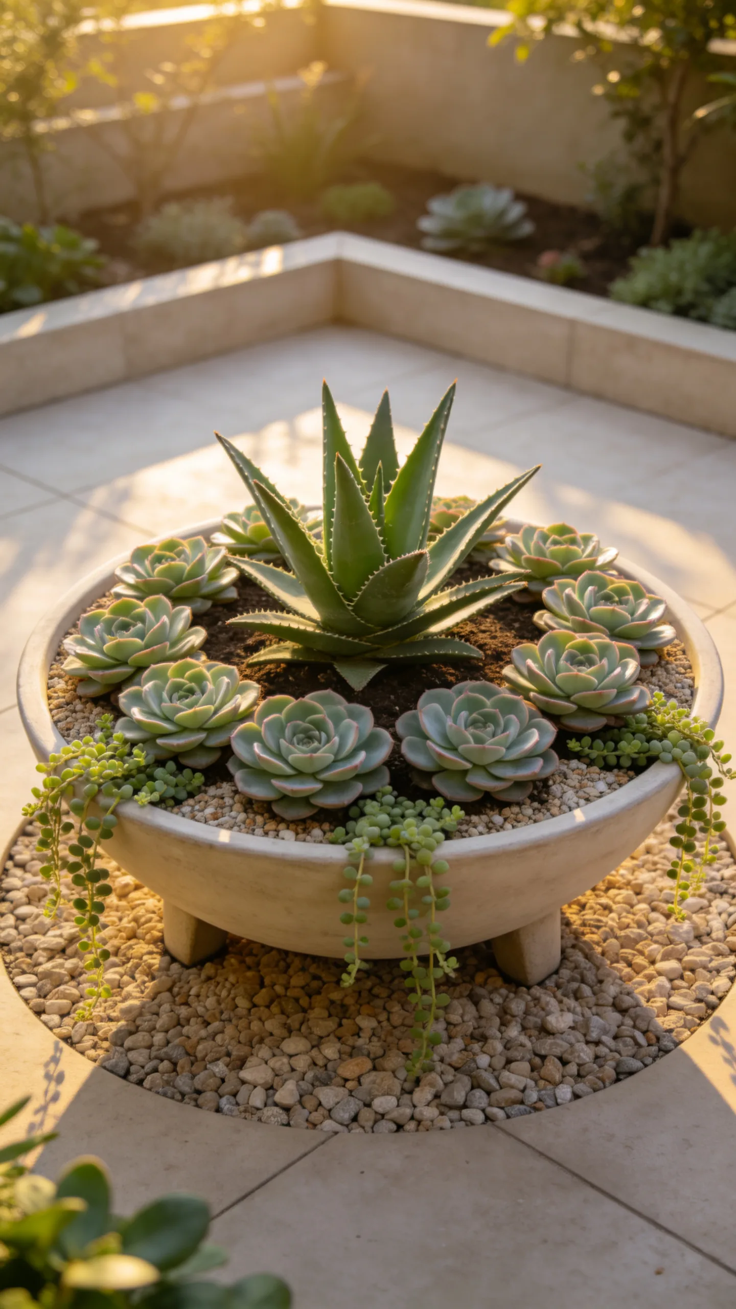 11. Oversized Succulent Bowl as a Yard Centerpiece