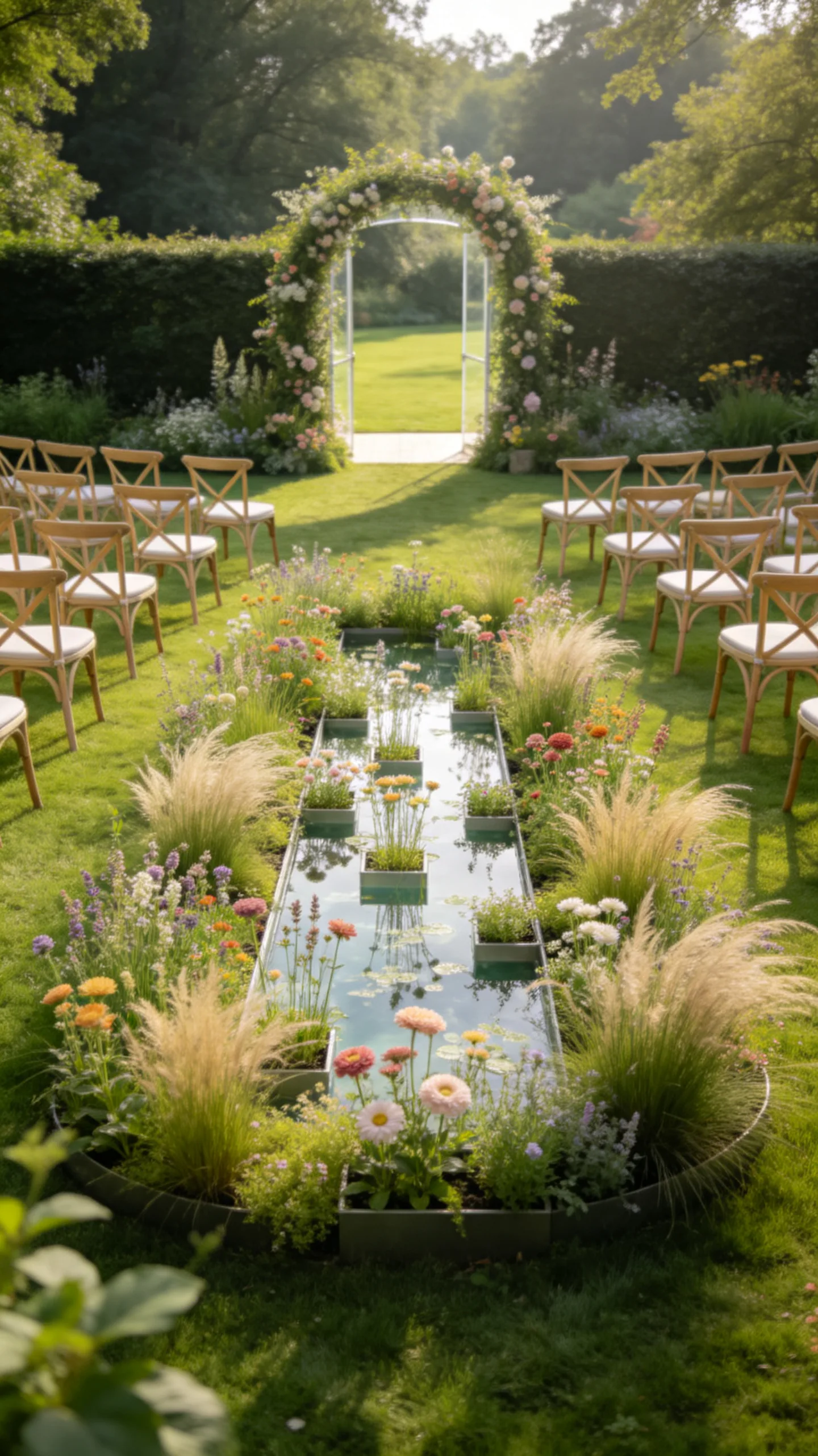 11. U-Shaped Seating Around a Low Floral Meadow
