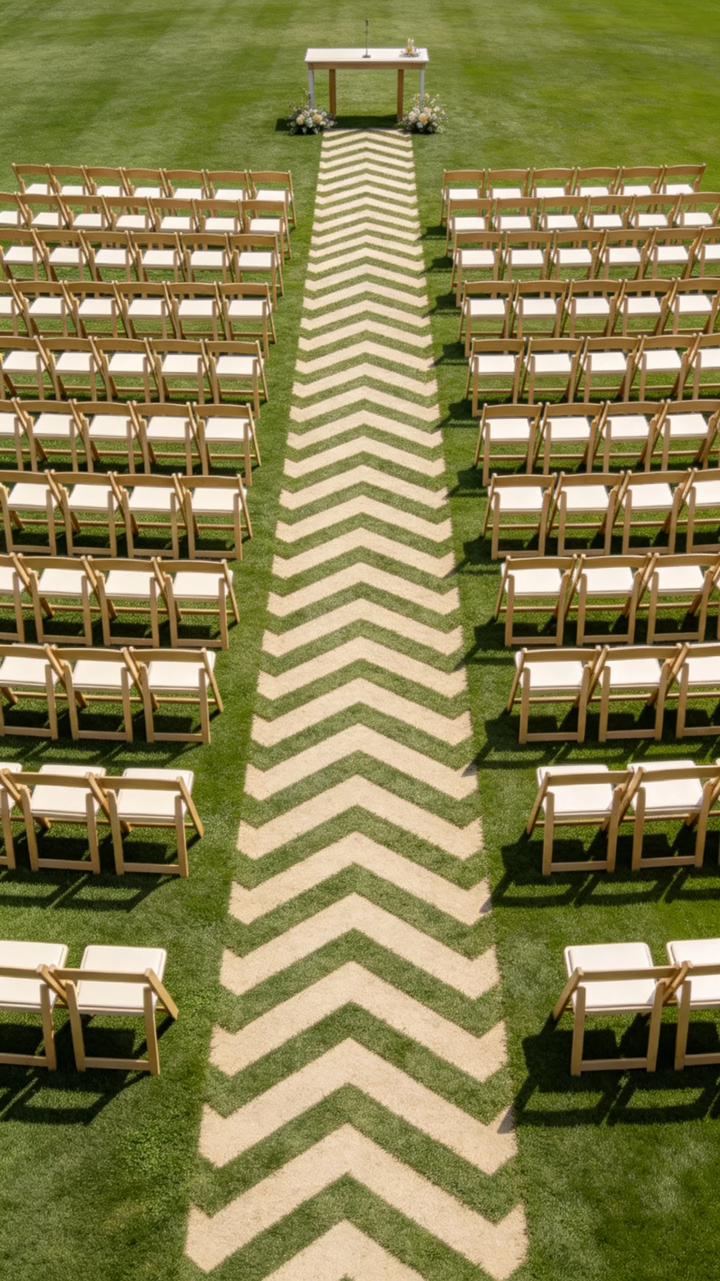12. Herringbone Chairs Along a Central Aisle