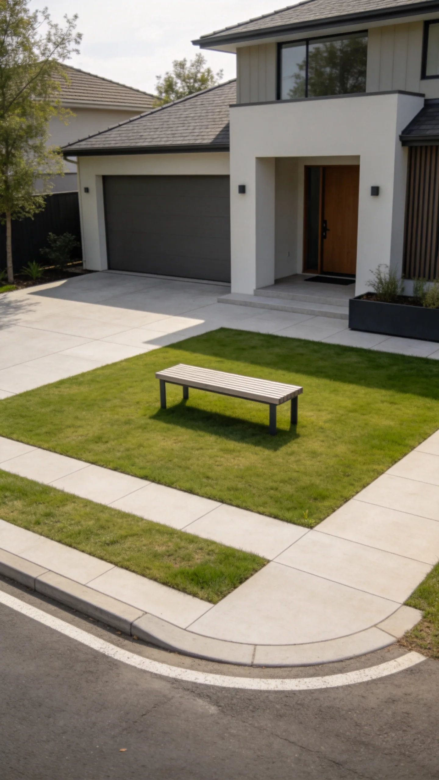 12. Install a Lawn Courtyard Beside the Driveway