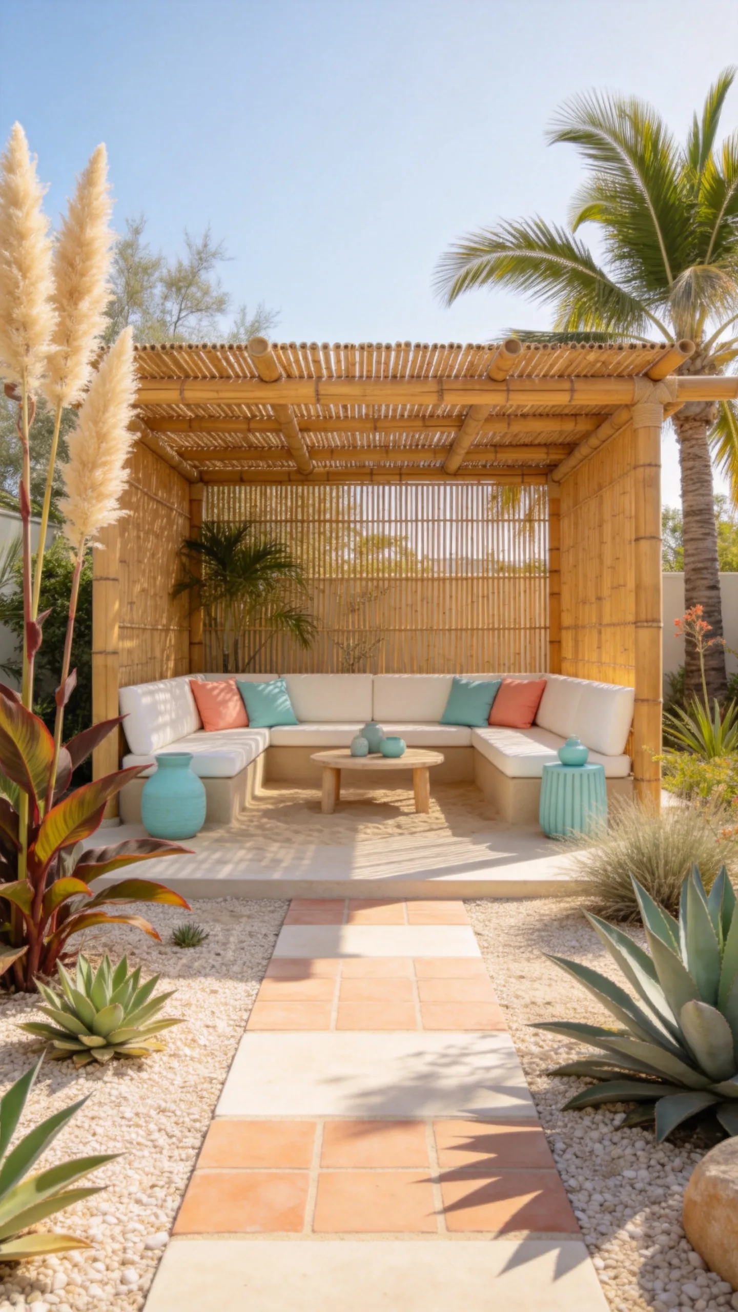 13. Beach-Inspired Gazebo With a Sand-Tone Palette