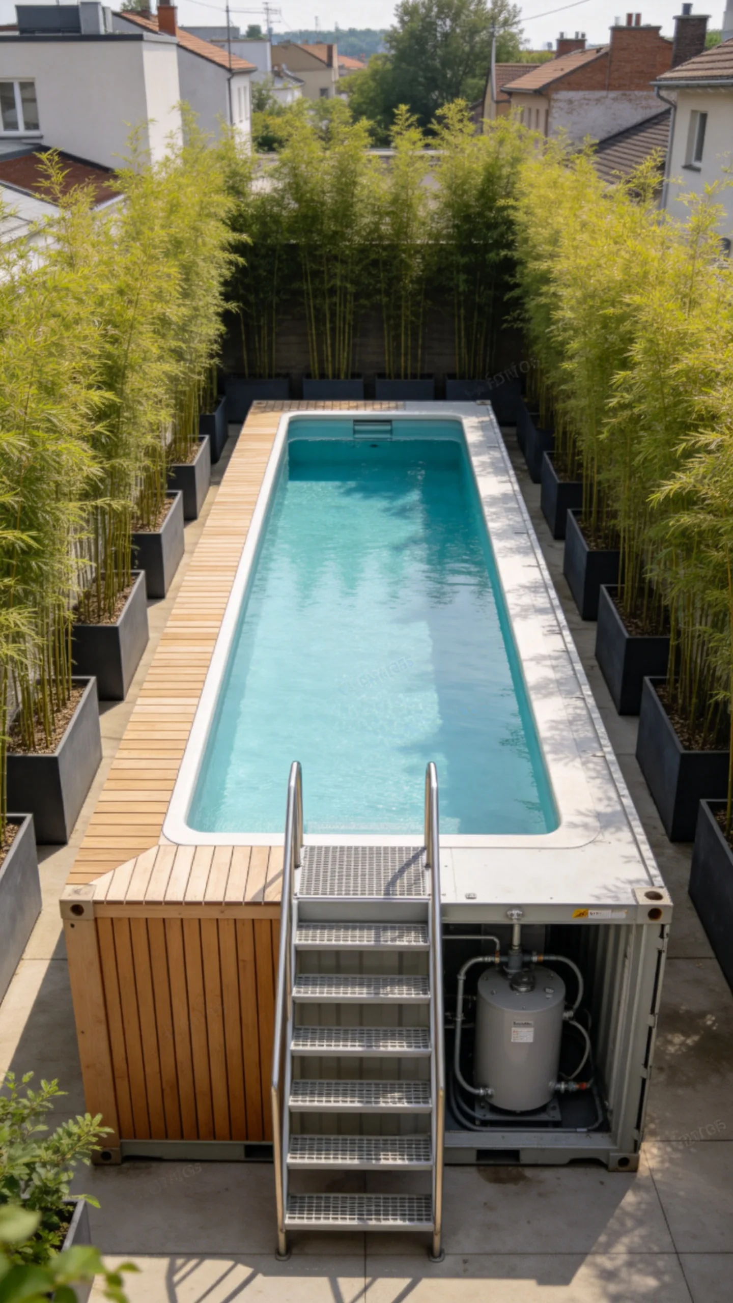 13. Container Pool With a Slim Side Deck