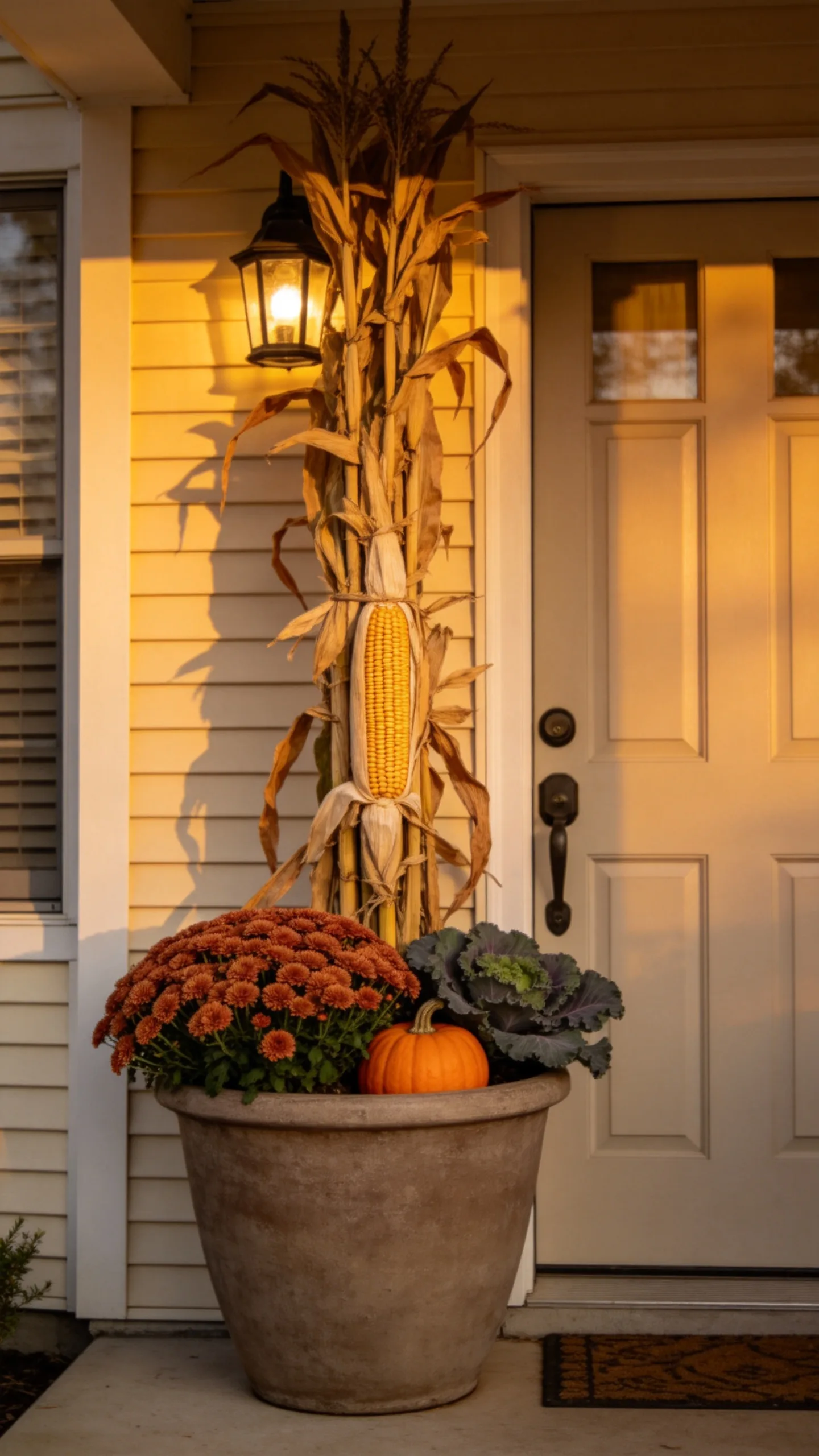 13. Use Cornstalk Pieces Inside the Planter