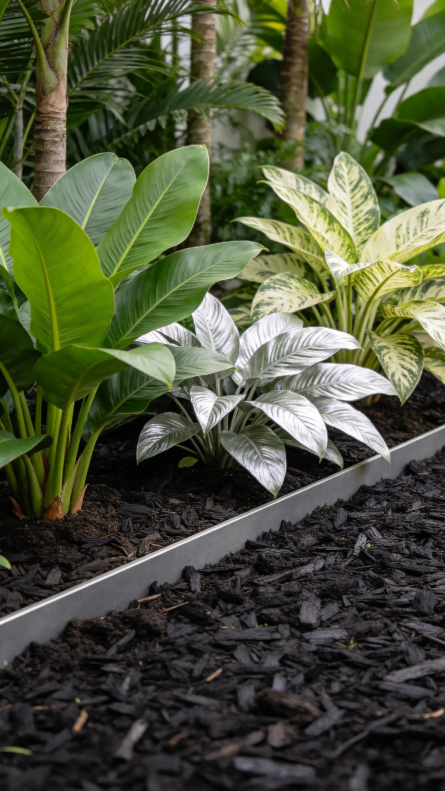 13. Add a Dark Mulch Contrast to Bright Foliage