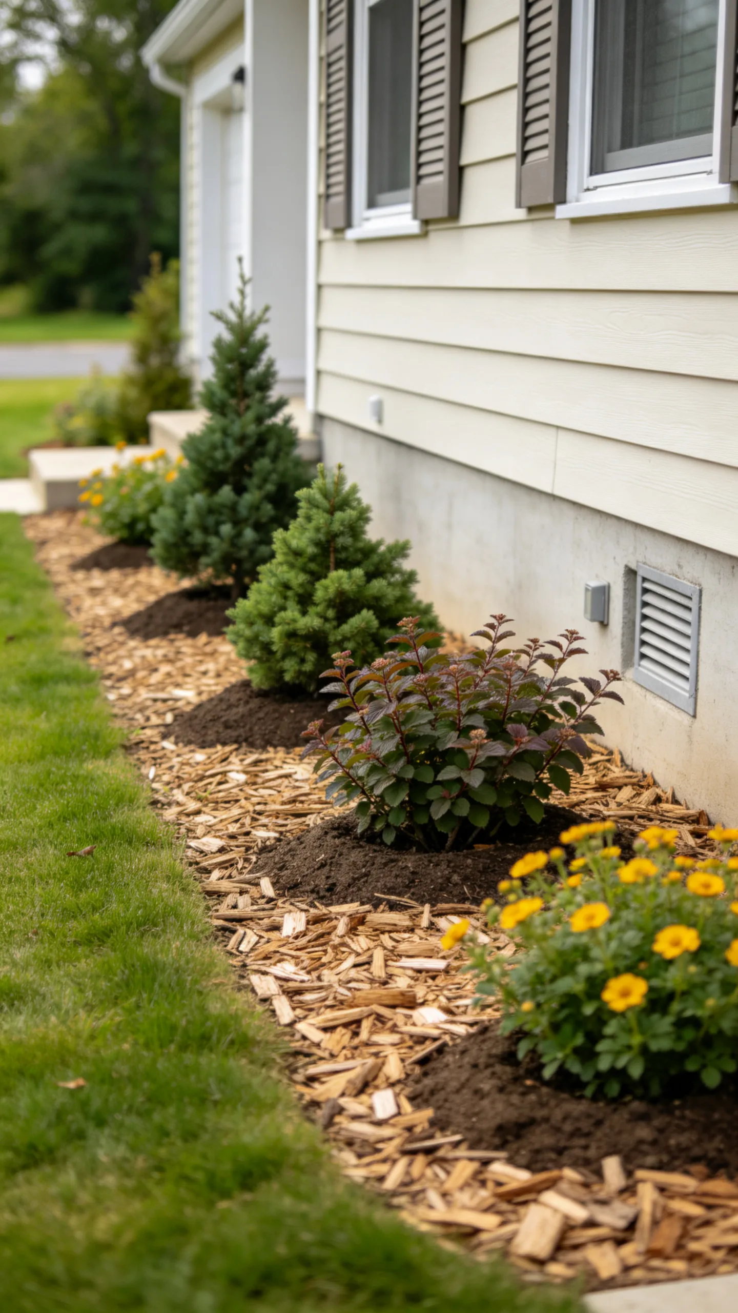 13. Create a Mulched Shrub Foundation Bed