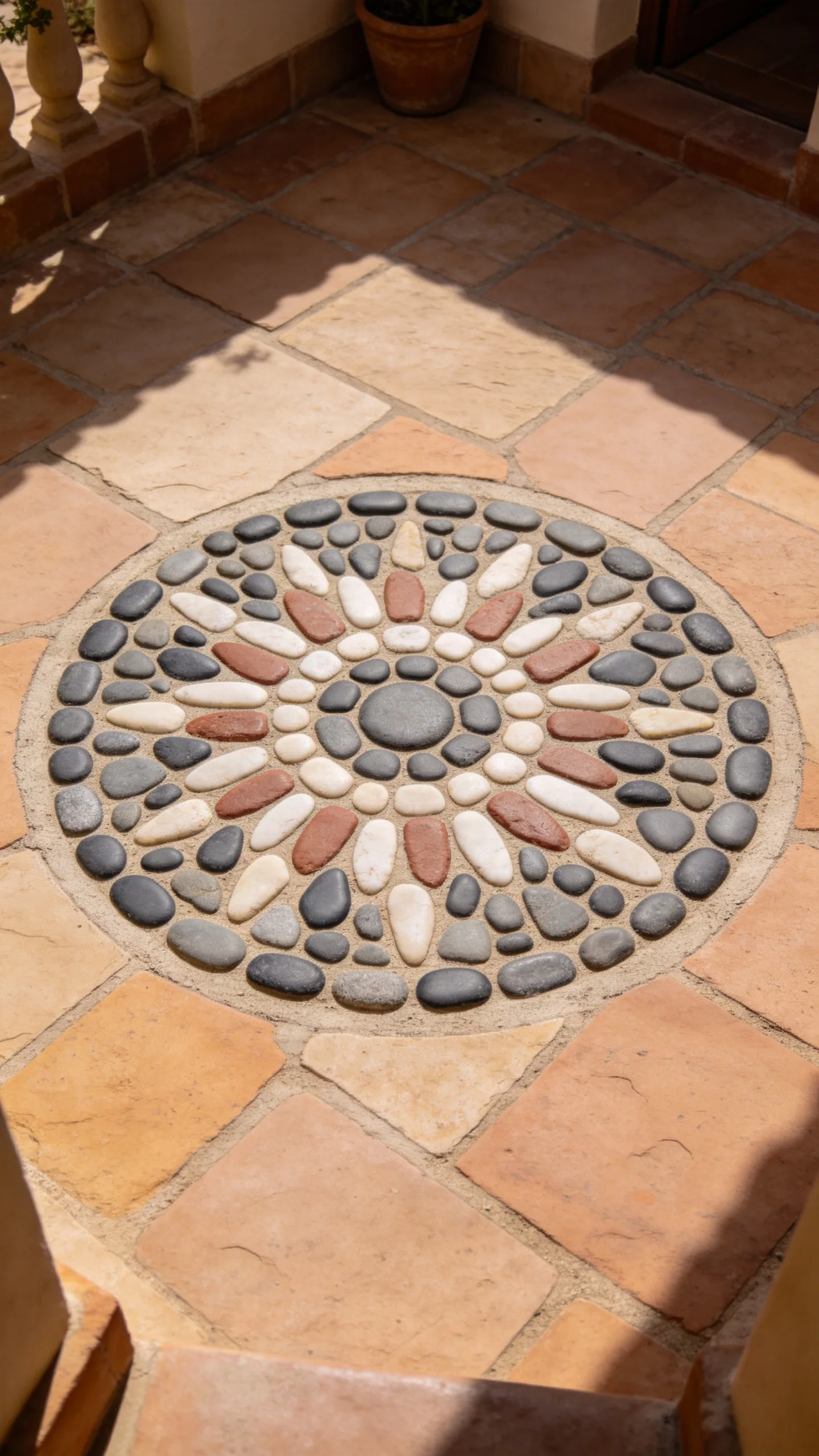 13. Lay a Pebble Mosaic Medallion