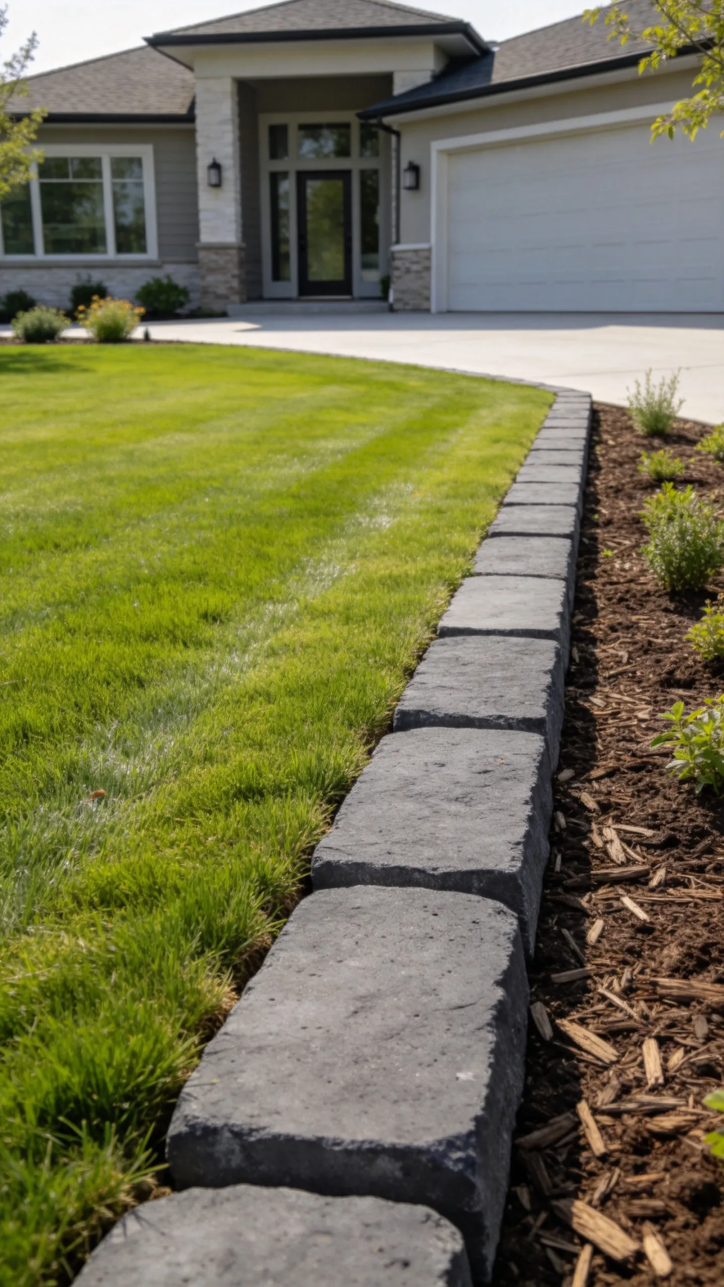 13. Add a Wide Mowing Strip Around the Grass