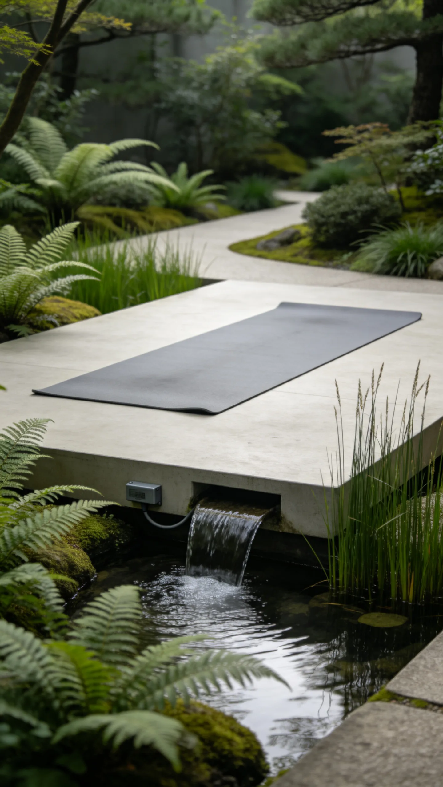 13. Place a Yoga Platform beside a Small Water Feature