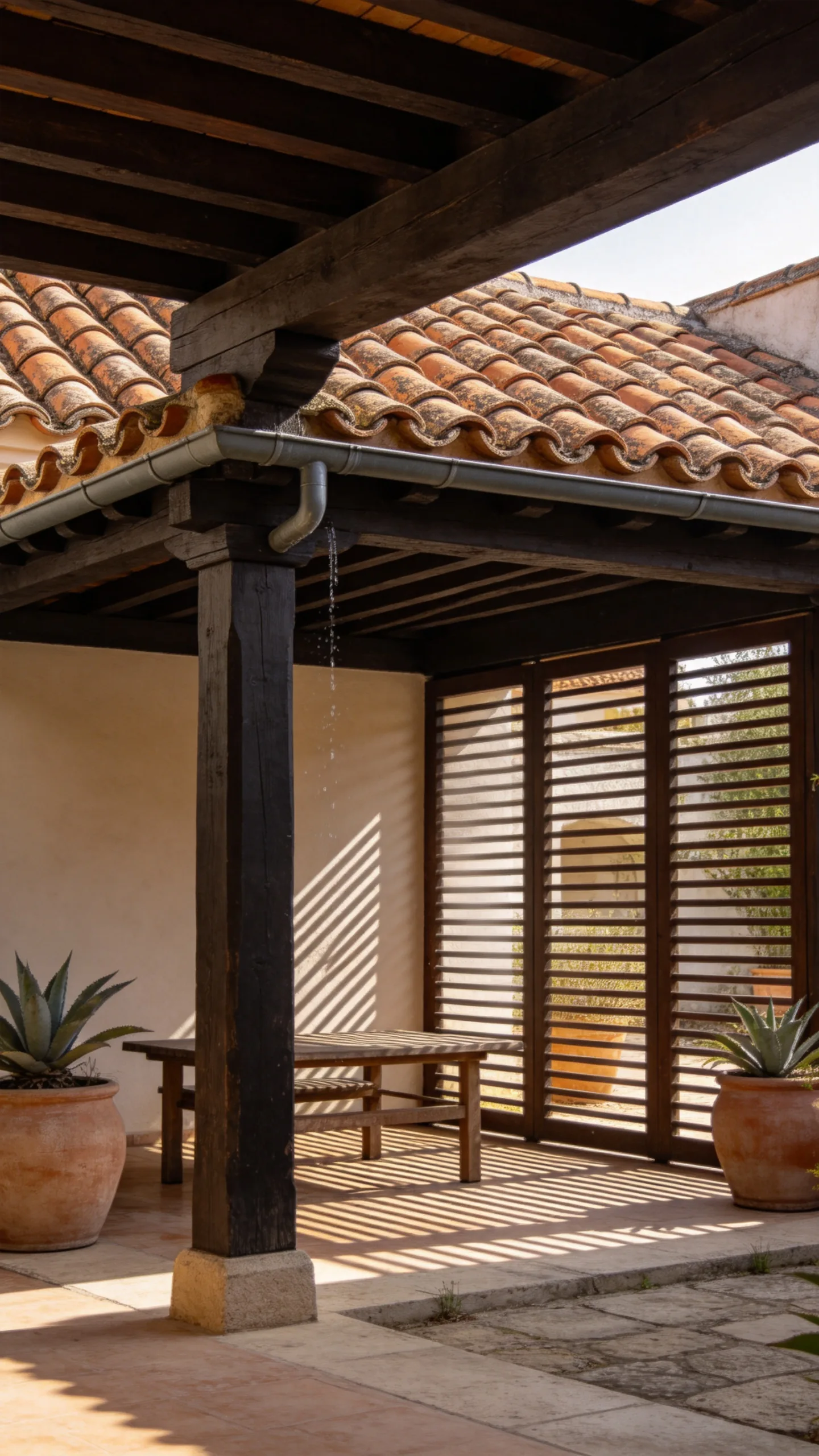 14. Cover a Pergola with Terracotta Roof Tiles