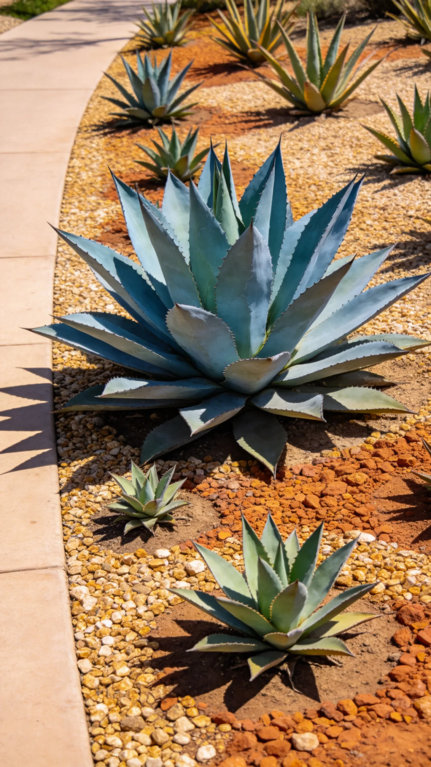 15. Combine Agaves With Warm-Toned Gravel