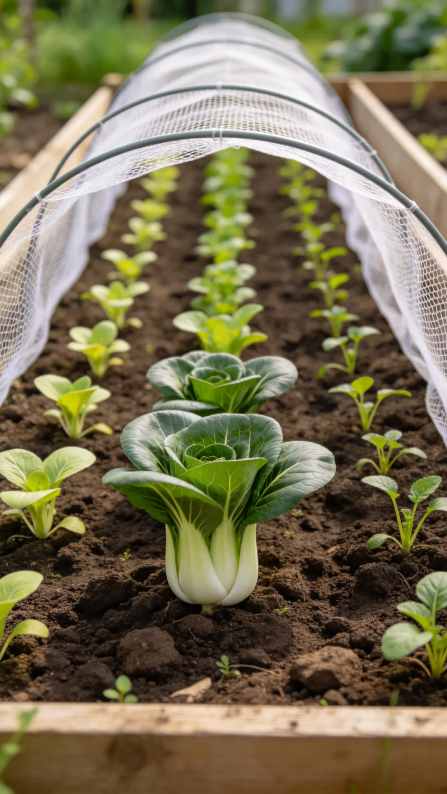 15. Baby Bok Choy in Succession Rows