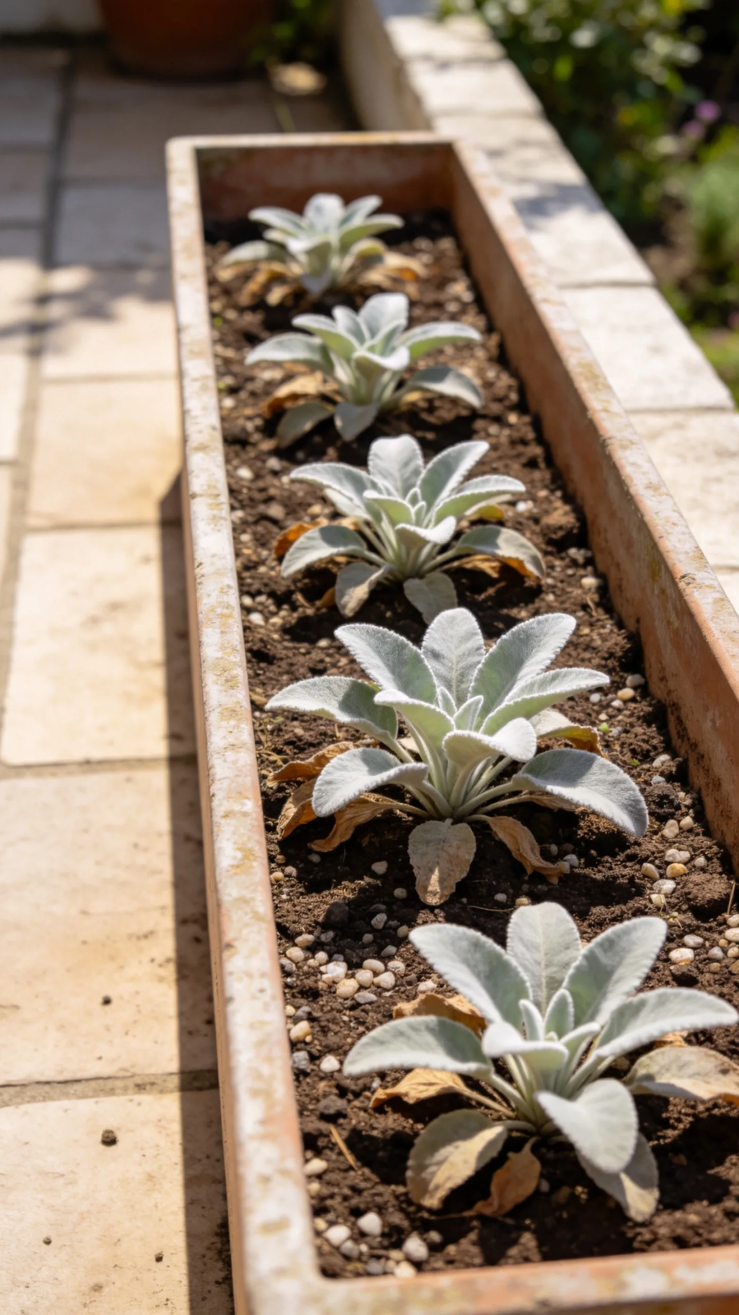 15. Lamb’s Ear in a Silver Foliage Trough