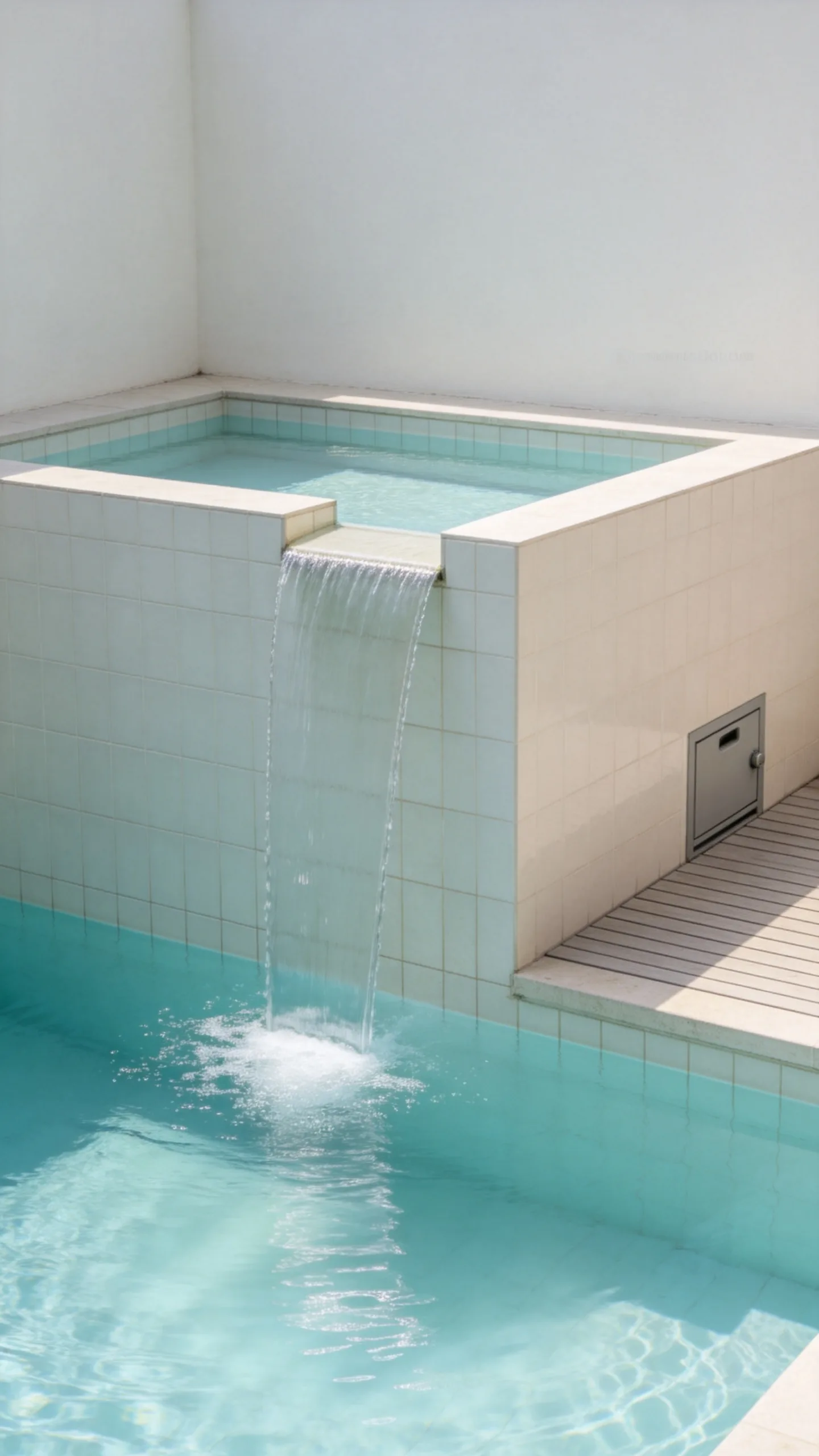 15. Minimalist Pool With a Narrow Water Feature Wall