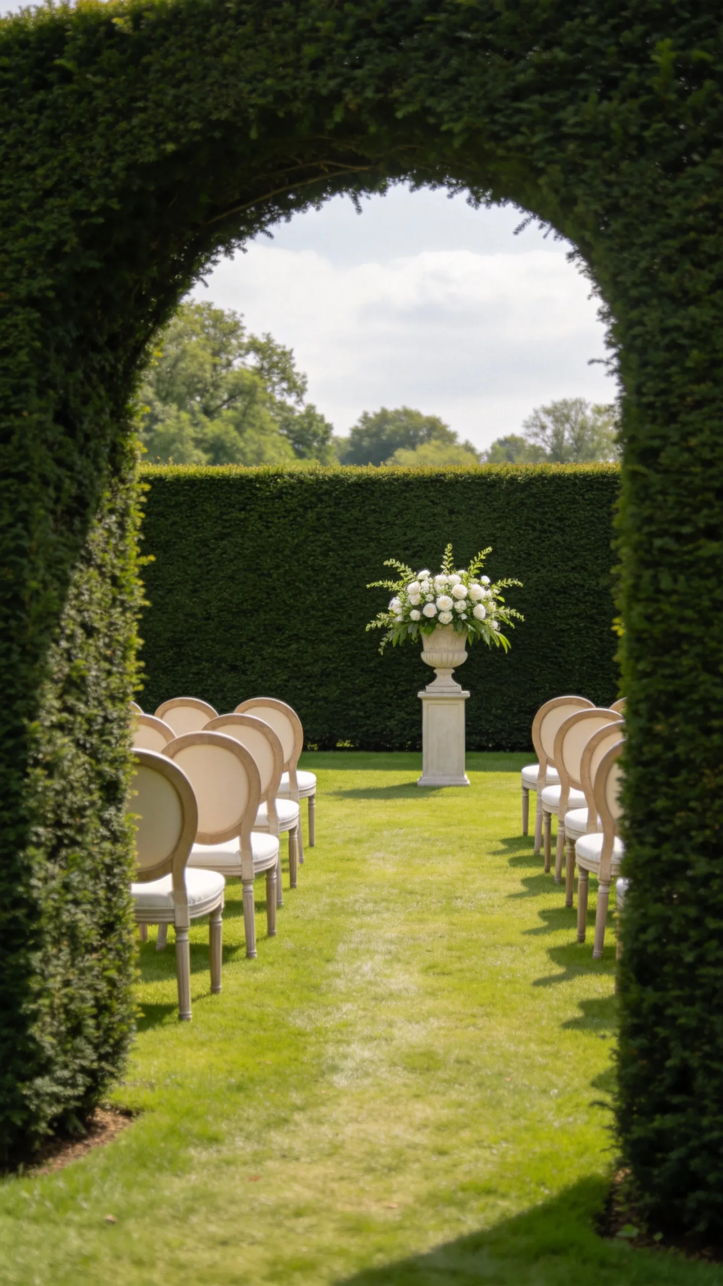 16. Hedge-Framed Ceremony With Side Aisle Entry