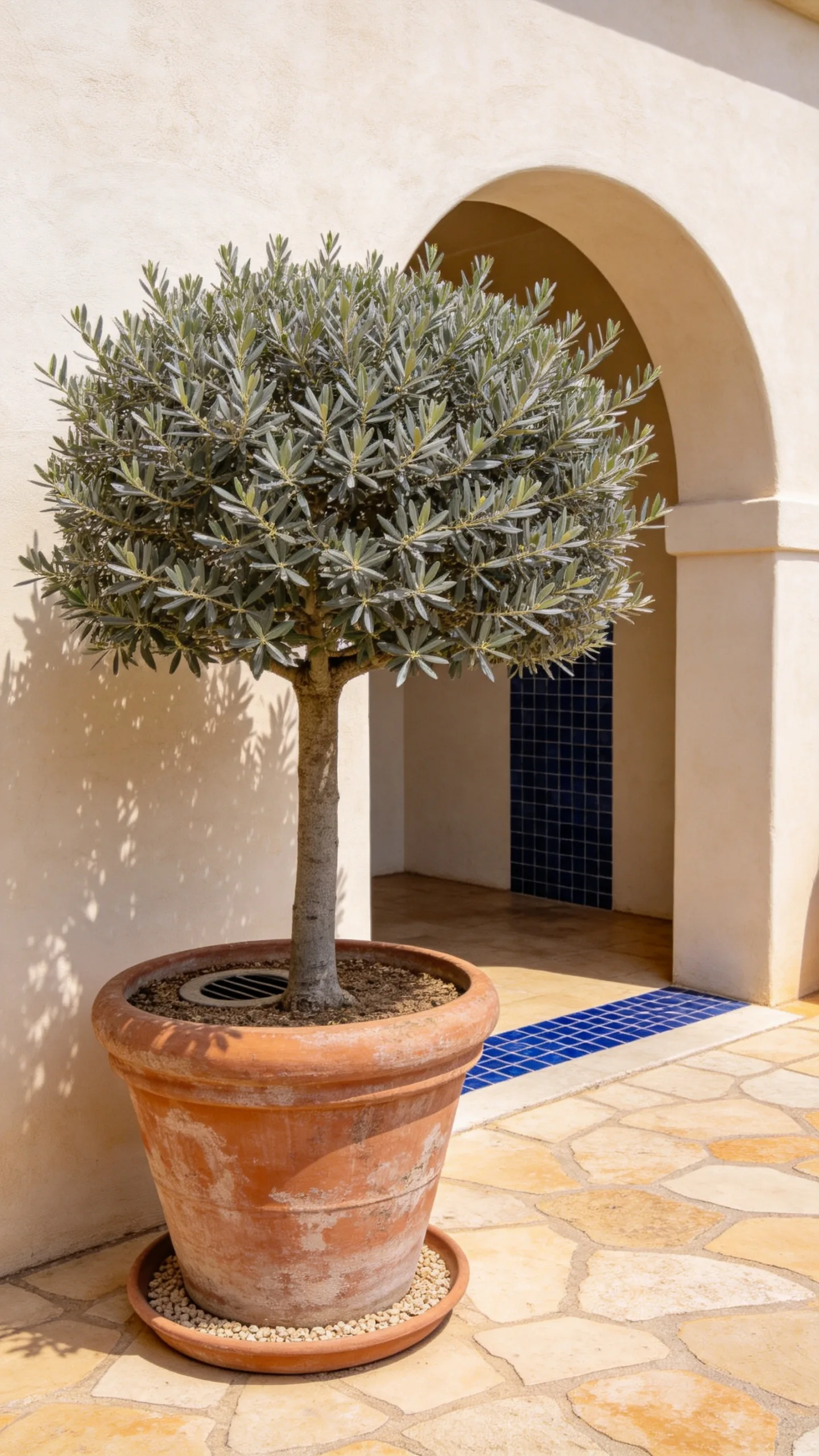 16. Plant Olive Trees in Oversized Terracotta Pots