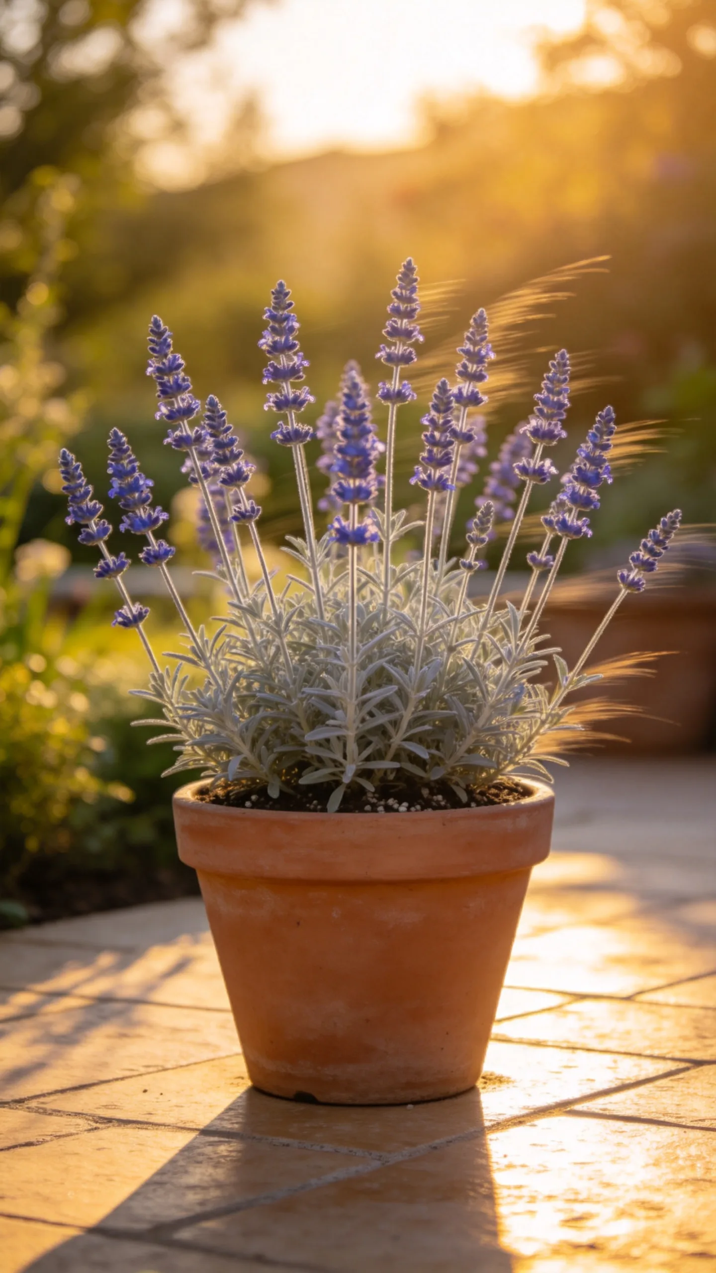 16. Russian Sage in a Large Sun-Baked Planter