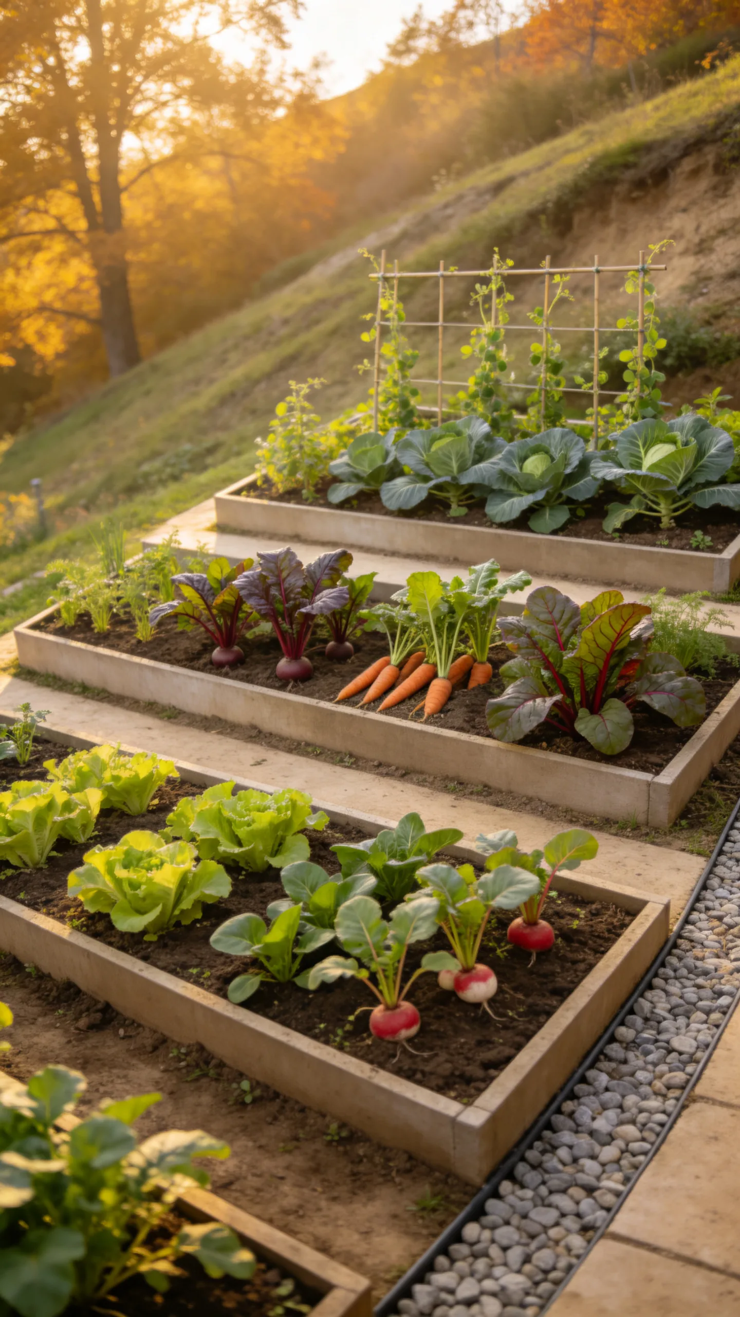 16. Tiered Bed for a Sloped Small Yard