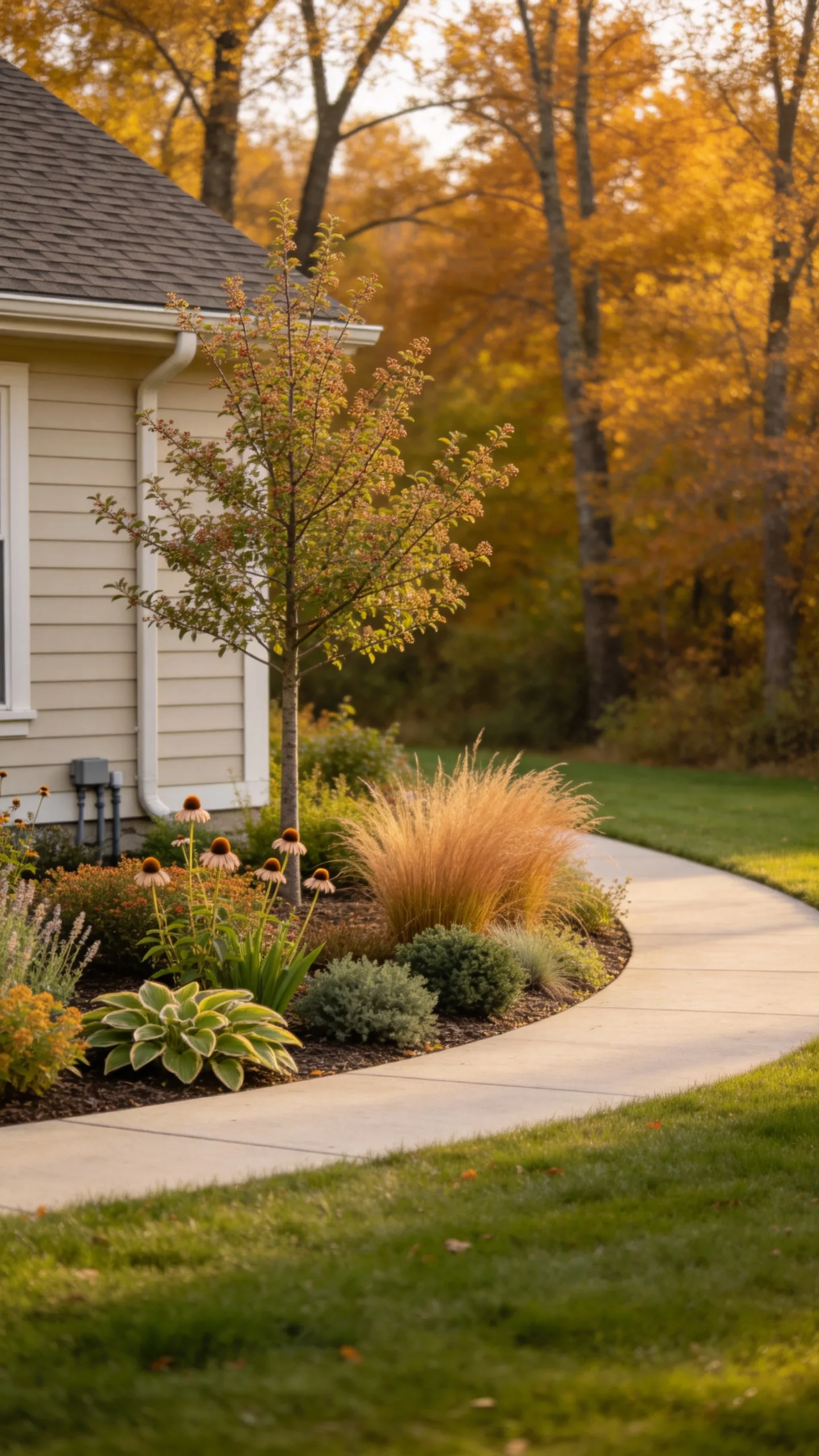 17. Four-Season Corner Beds Along a Continuous Walk