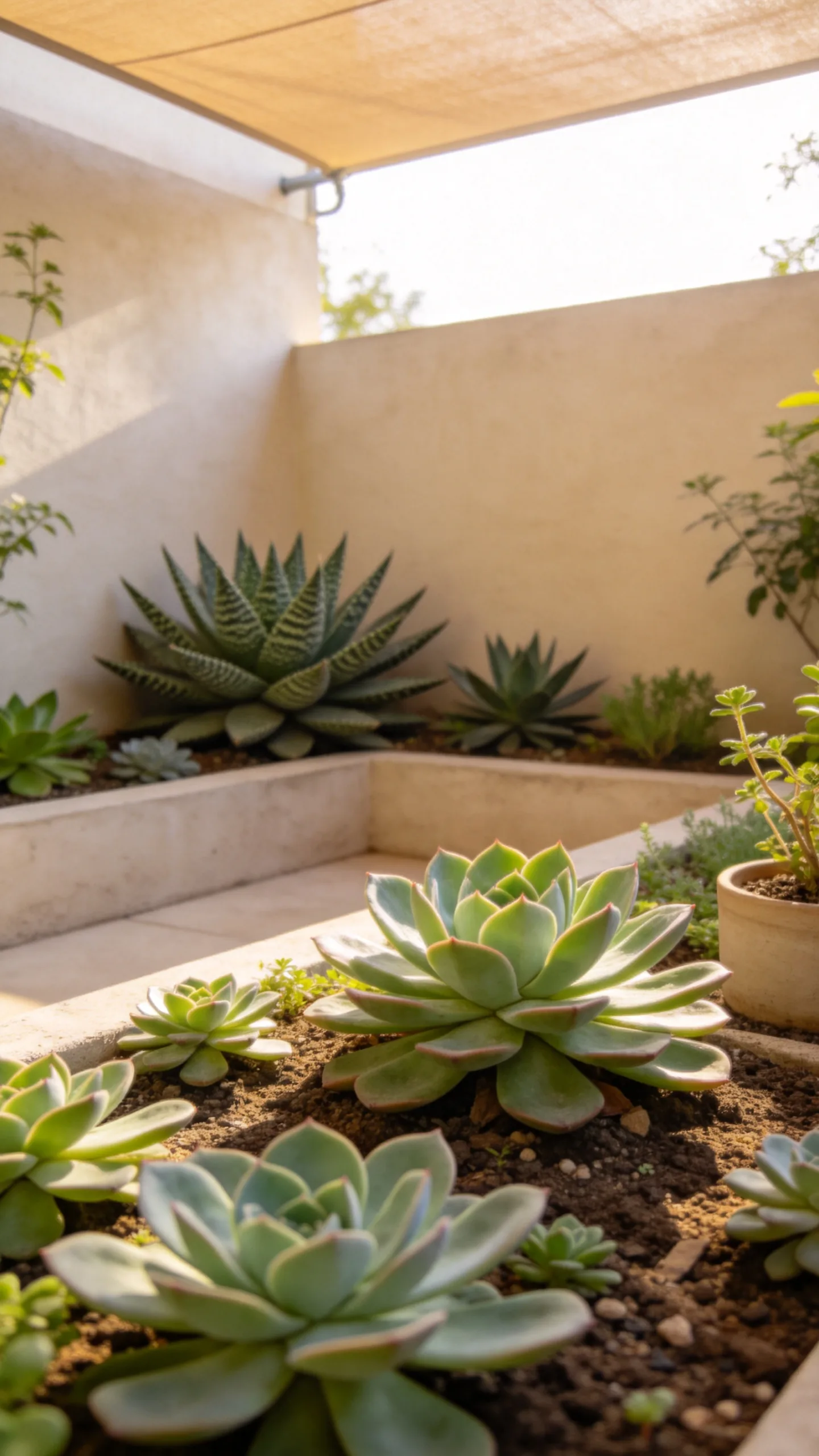 18. Shaded Succulent Corner with Aloes and Haworthias