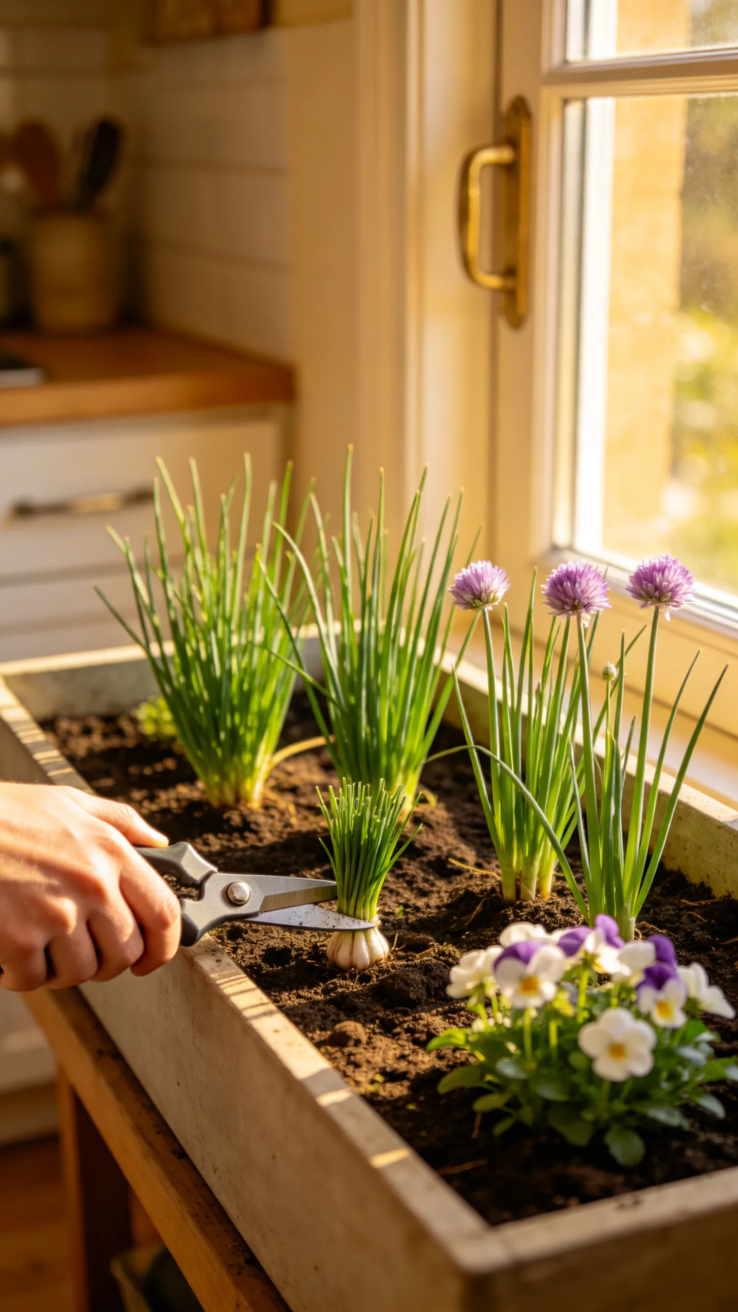 19. Chives in a Kitchen-Door Window Box