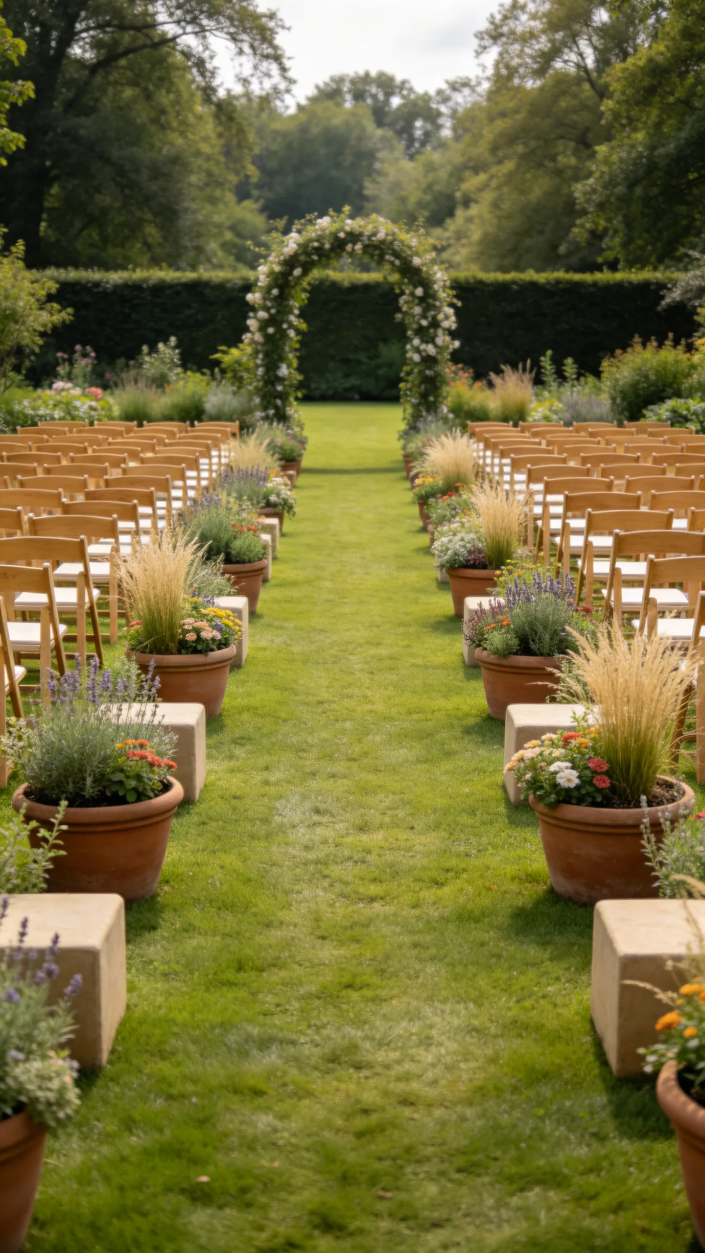19. Wide Family Aisle With Low Border Plantings