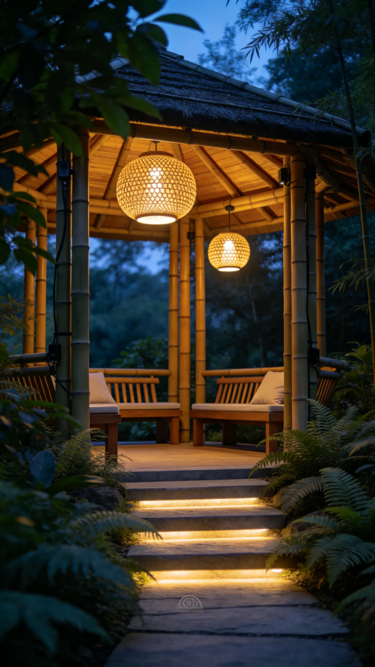 20. Lantern-Lit Gazebo for Evening Entertaining