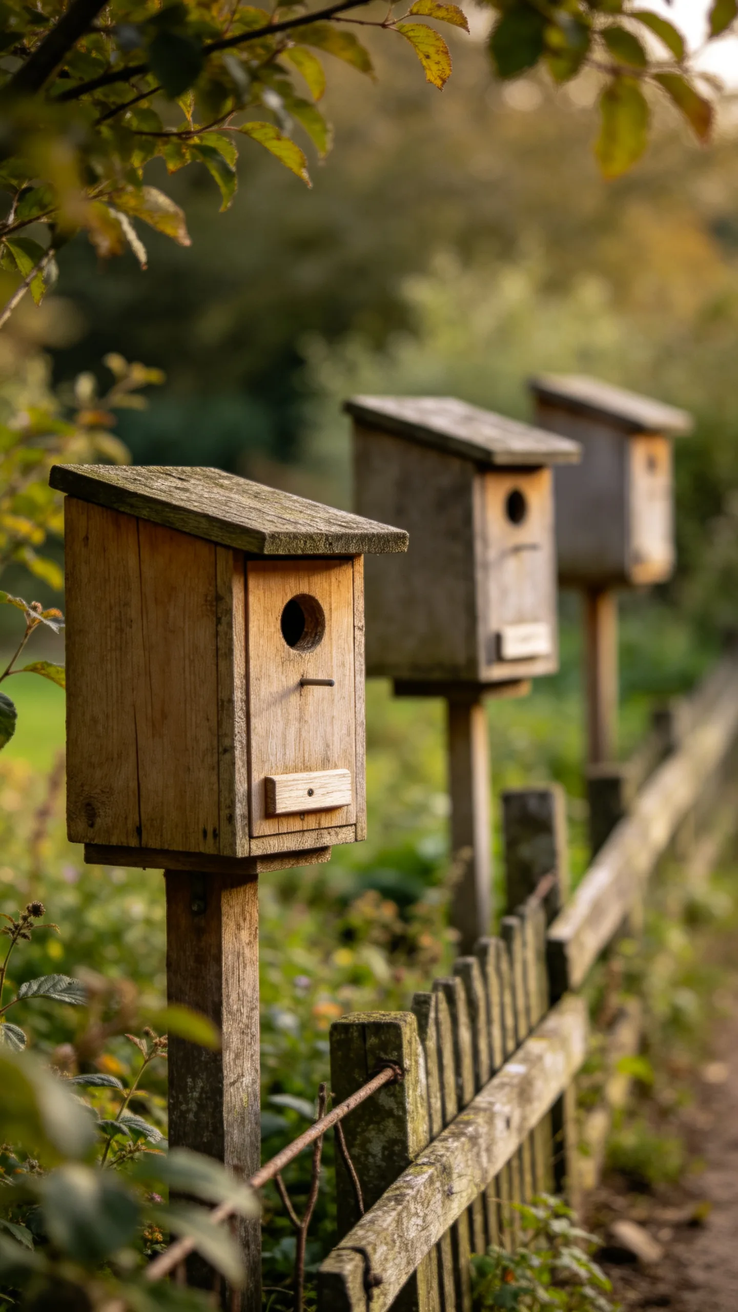 21. Arrange a Cluster of Rustic Birdhouses