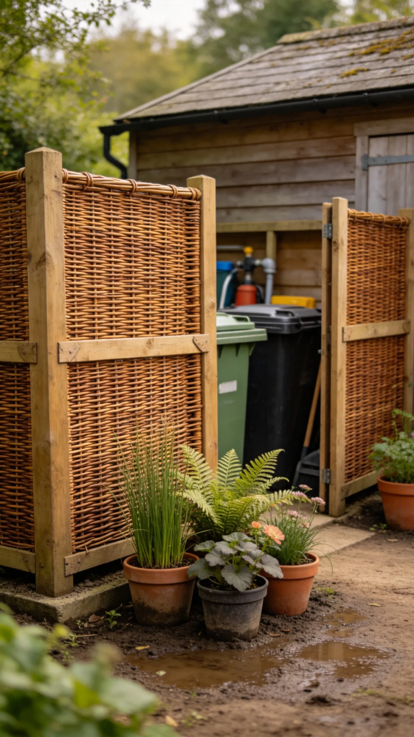 24. Screen a Corner With Woven Willow Panels