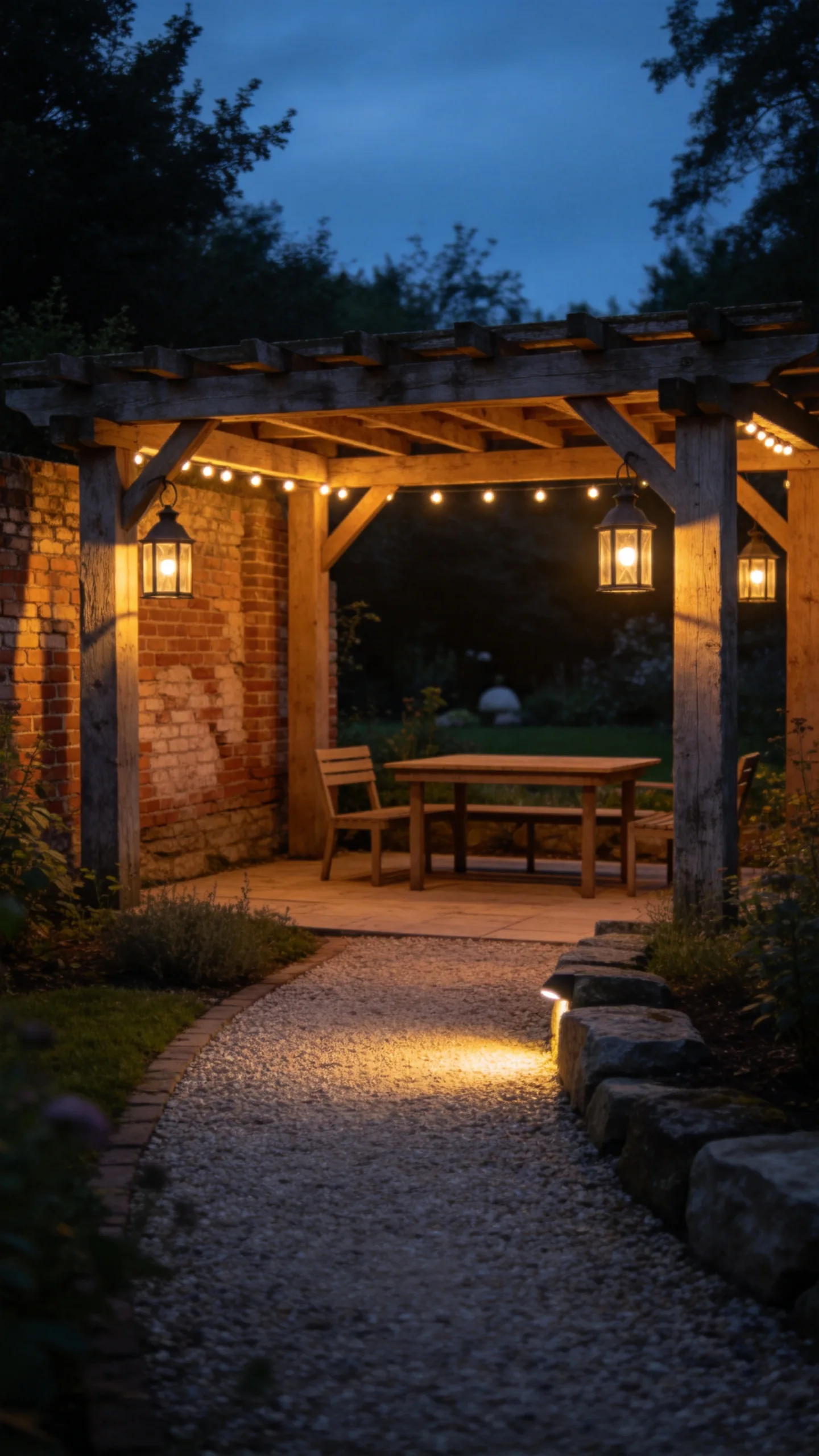 25. Finish With Lanterns and Warm Outdoor Lighting