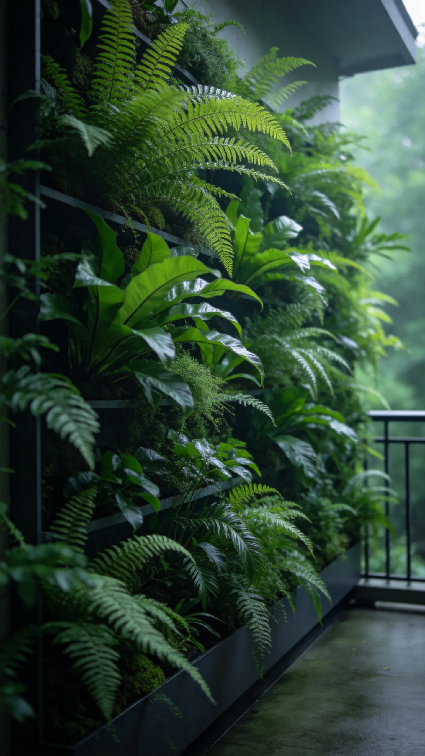 10. Add Ferns to a Shaded Balcony Wall