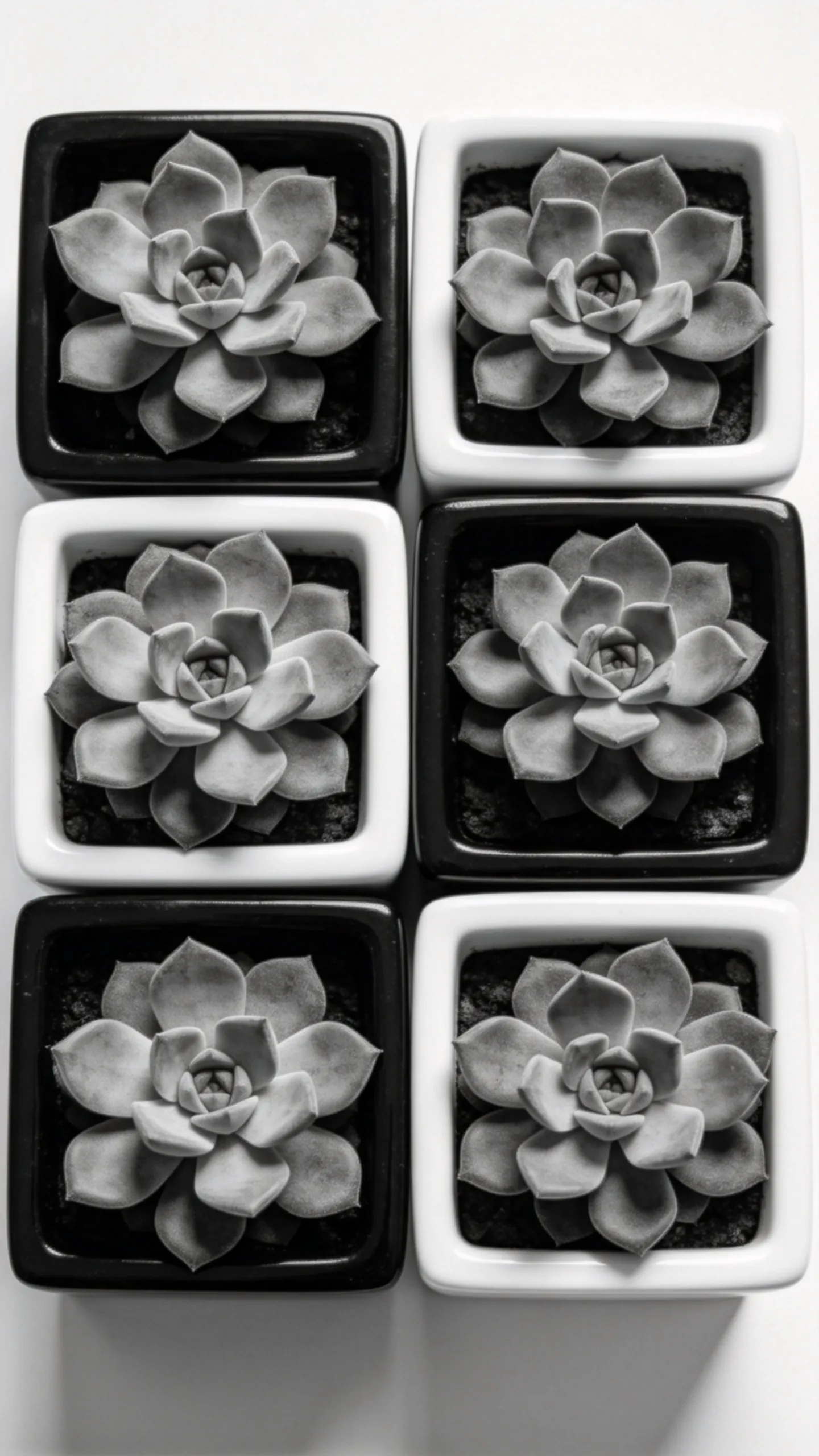 13. Black-and-White Pot Grid