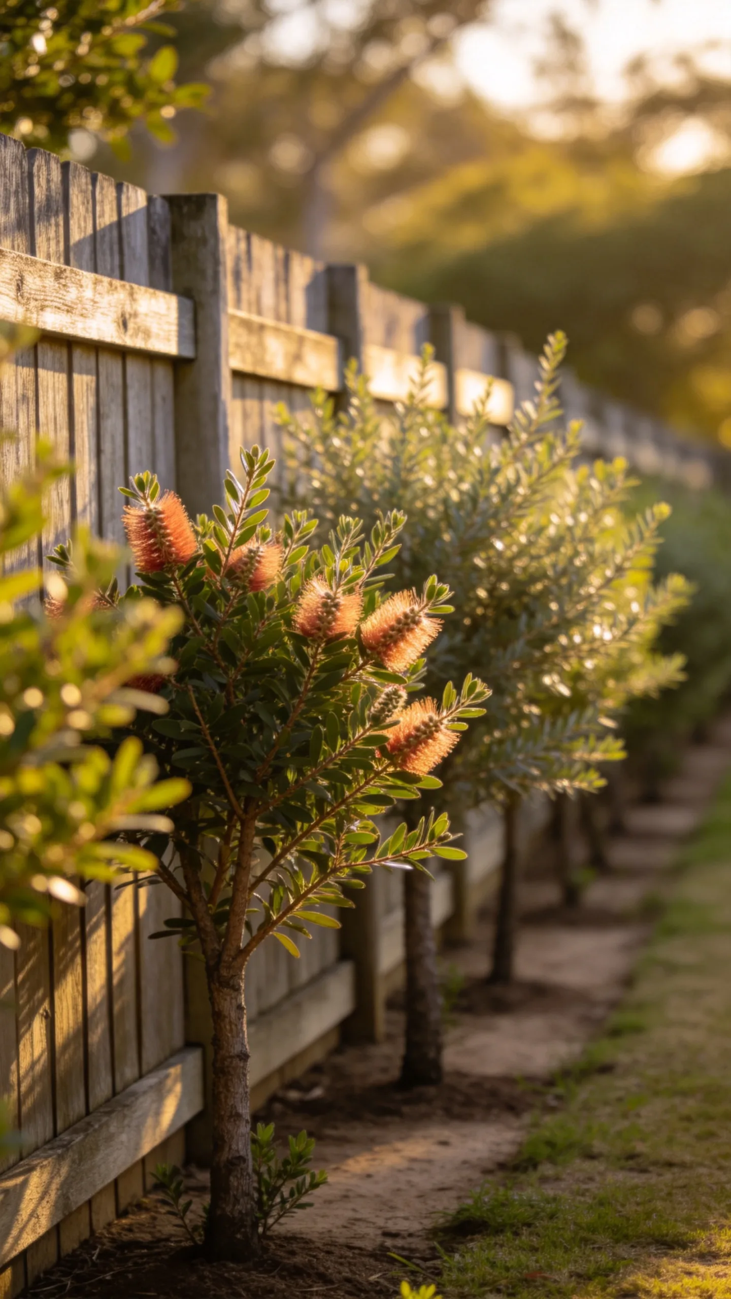 17. Screen a Fence With Bottlebrush and Tea Tree