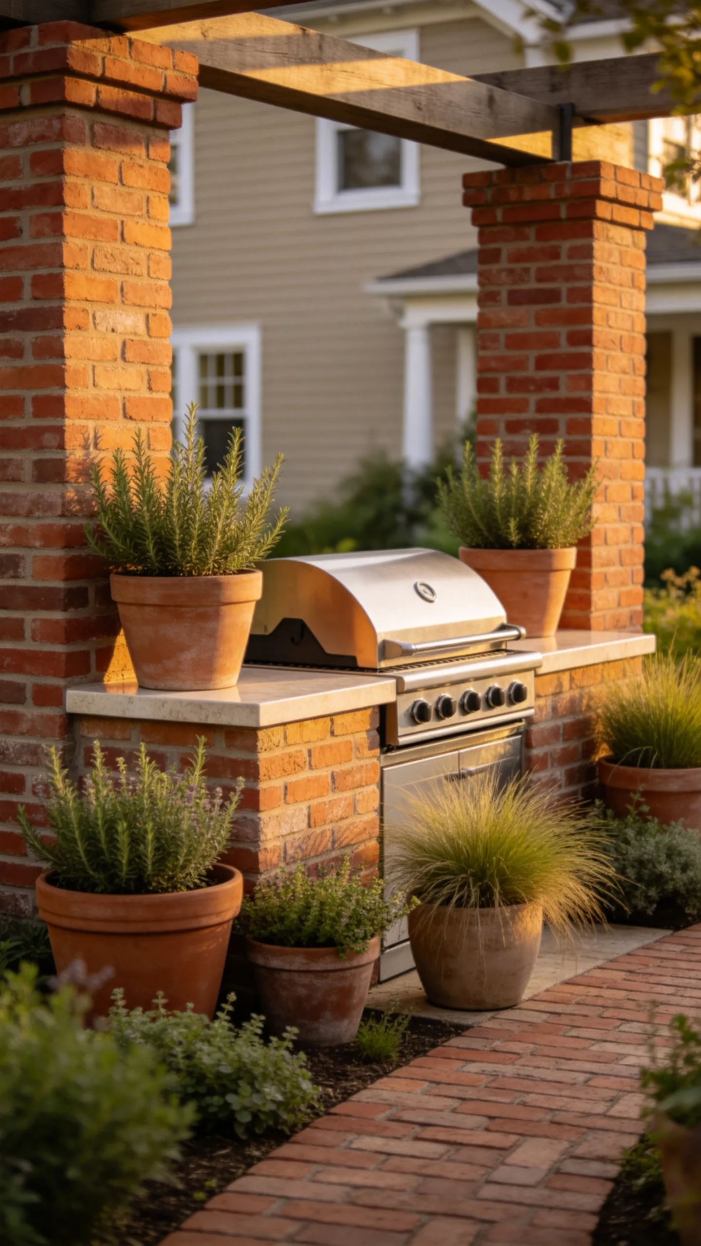3. Frame the Grill With Brickwork