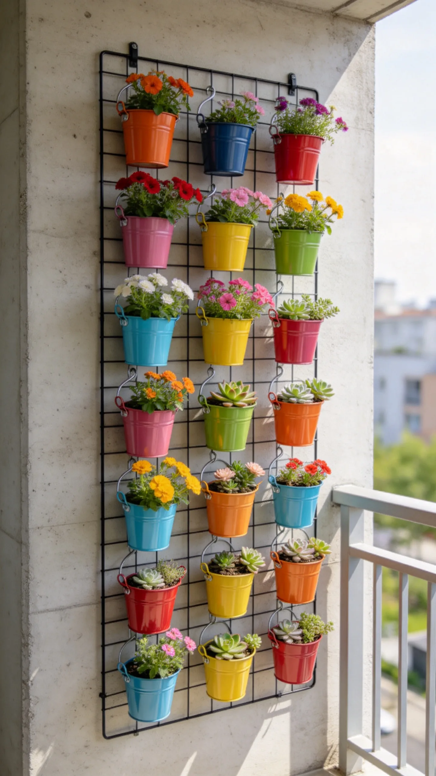 8. Build a Narrow Wall Grid for Small Pots