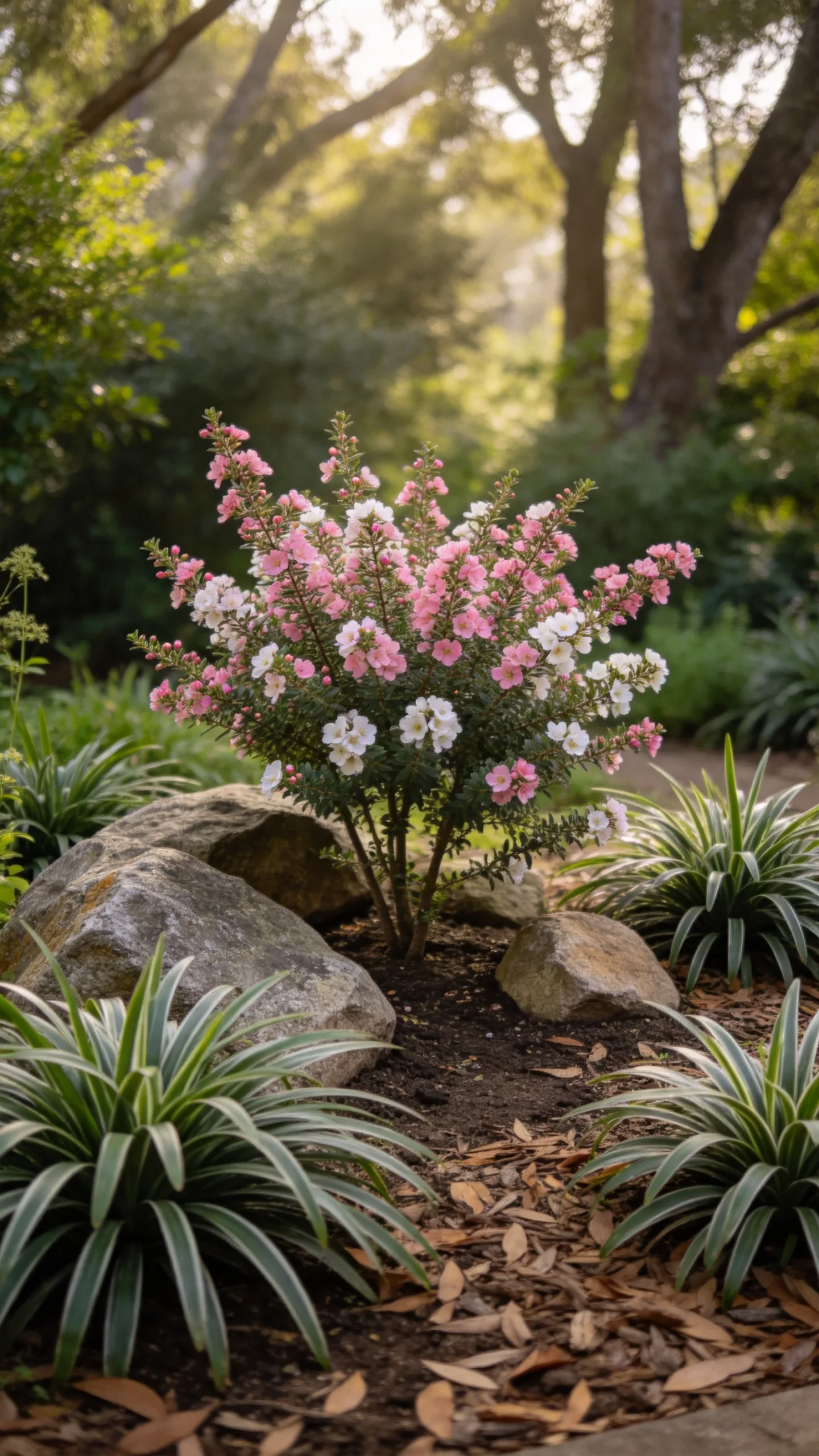15. Combine Correas and Boulders in a Shady Corner