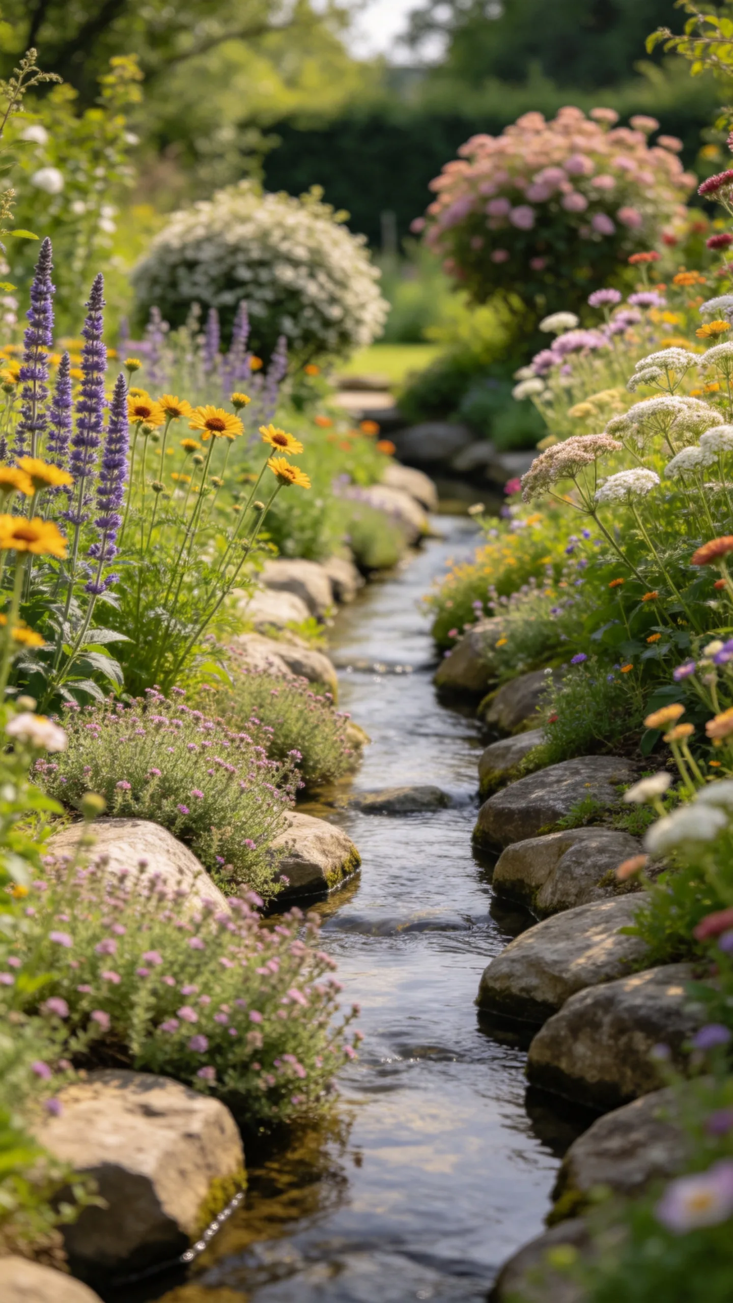 14. Cottage Garden Creek with Flowering Banks