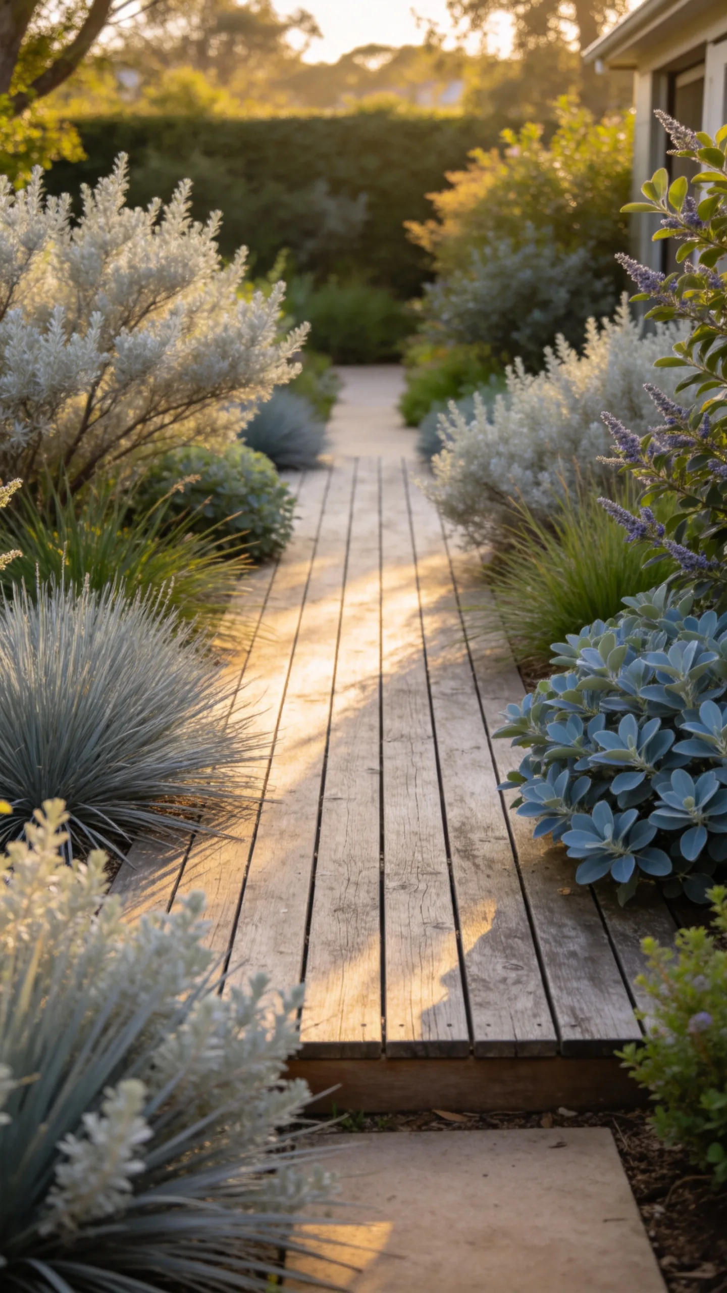 12. Frame a Deck With Silver and Blue Foliage