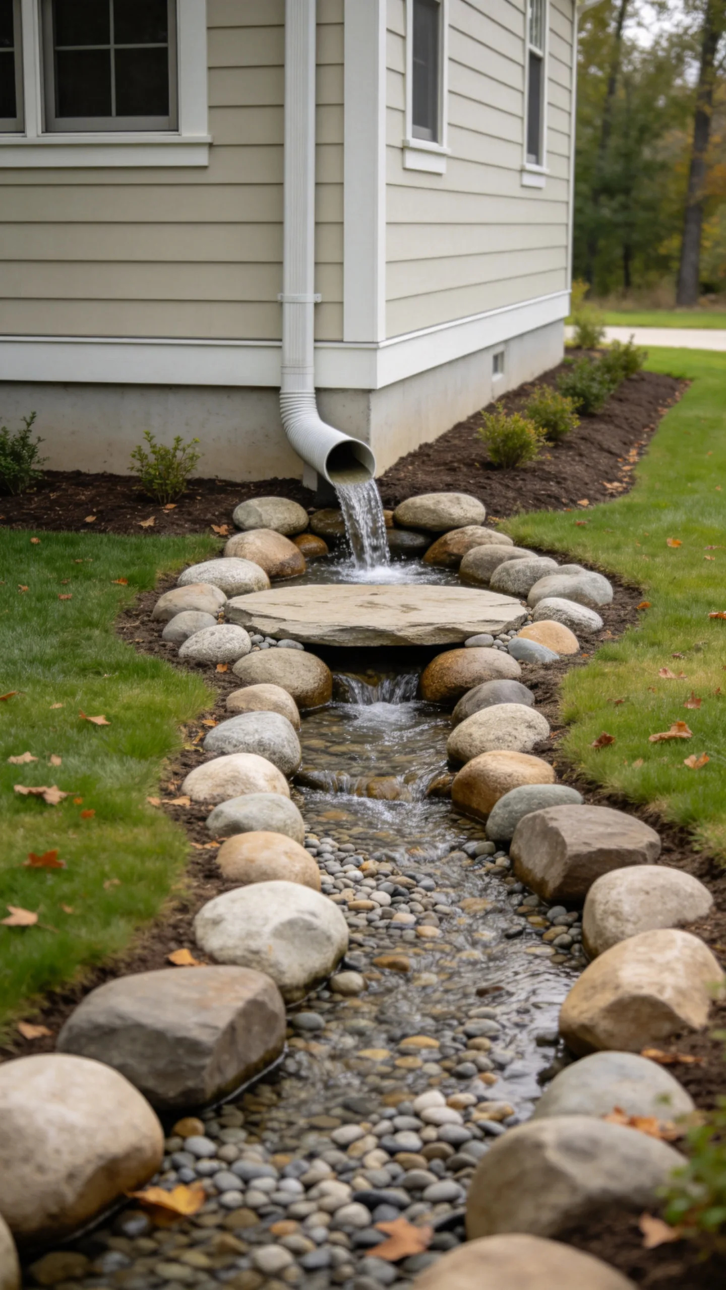2. Downspout-Fed Rock River Channel