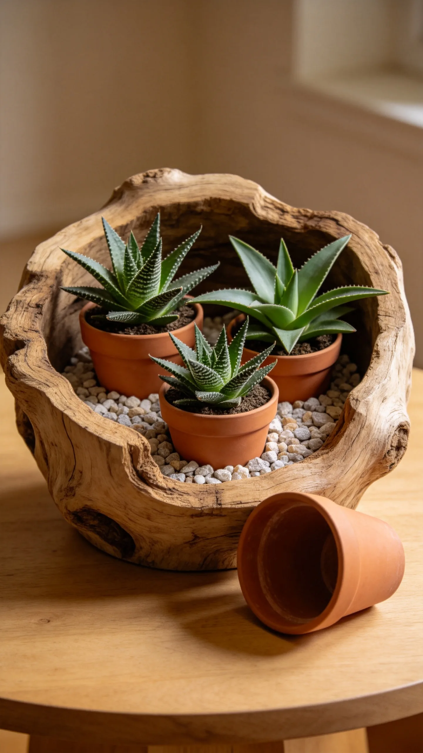 14. Driftwood-Style Succulent Planter