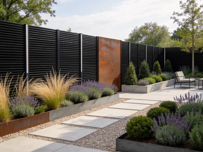 14 Metal Fence Ideas with Steel Panels, Posts, and Modern Lines