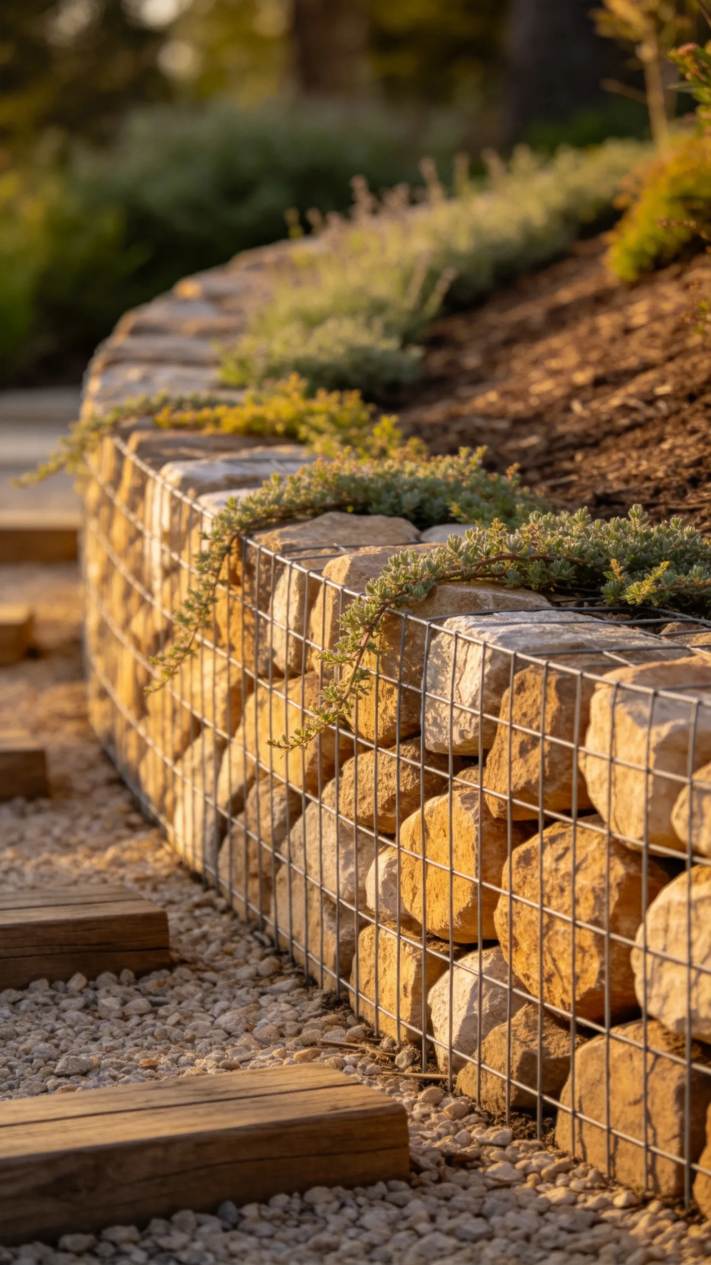 19. Use Gabion Walls Filled With Local Stone