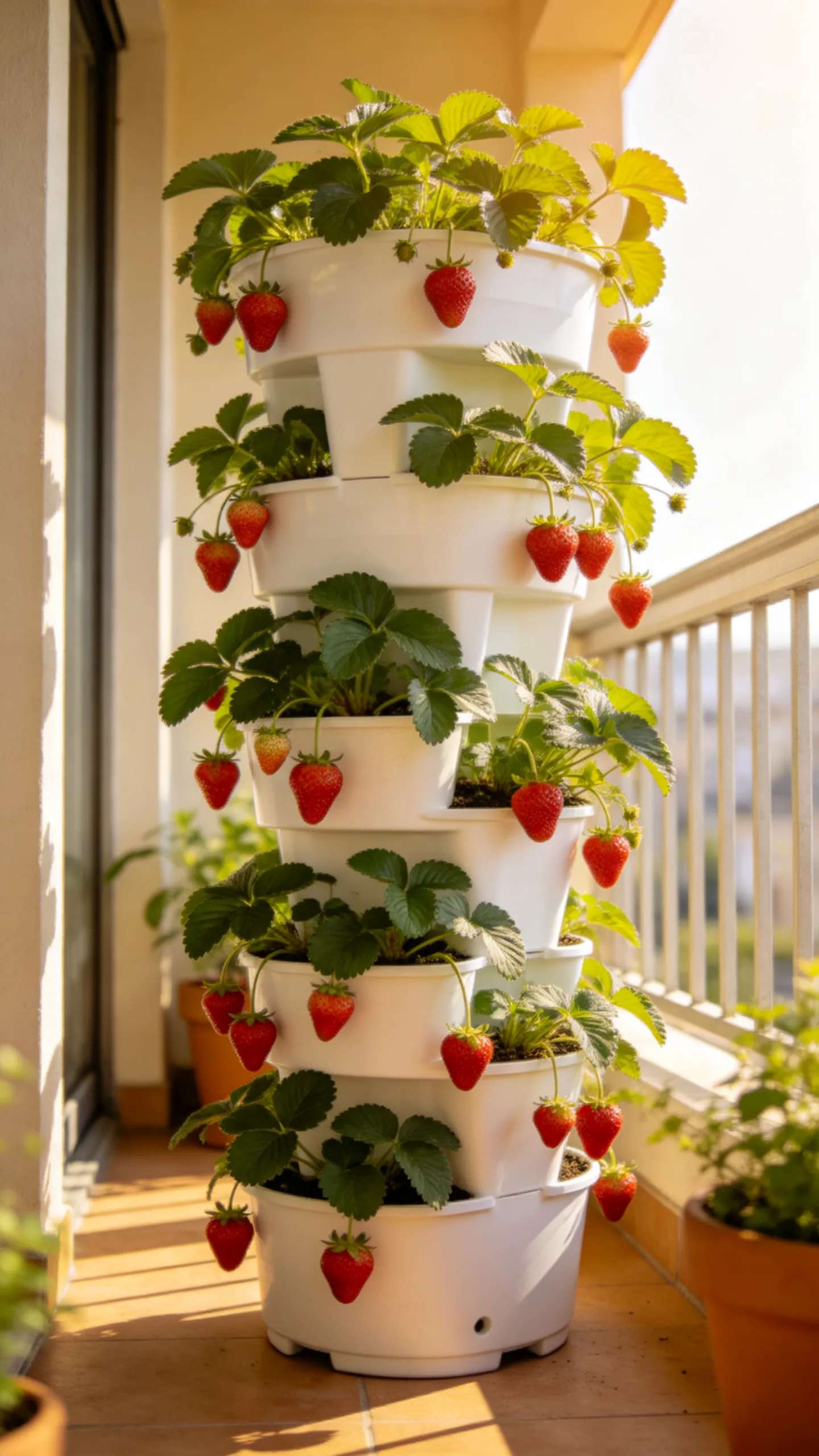 9. Grow Strawberries in a Vertical Tower