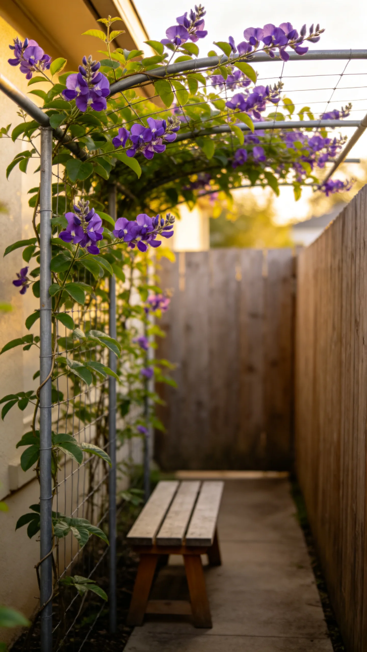 8. Grow Hardenbergia on a Slim Trellis
