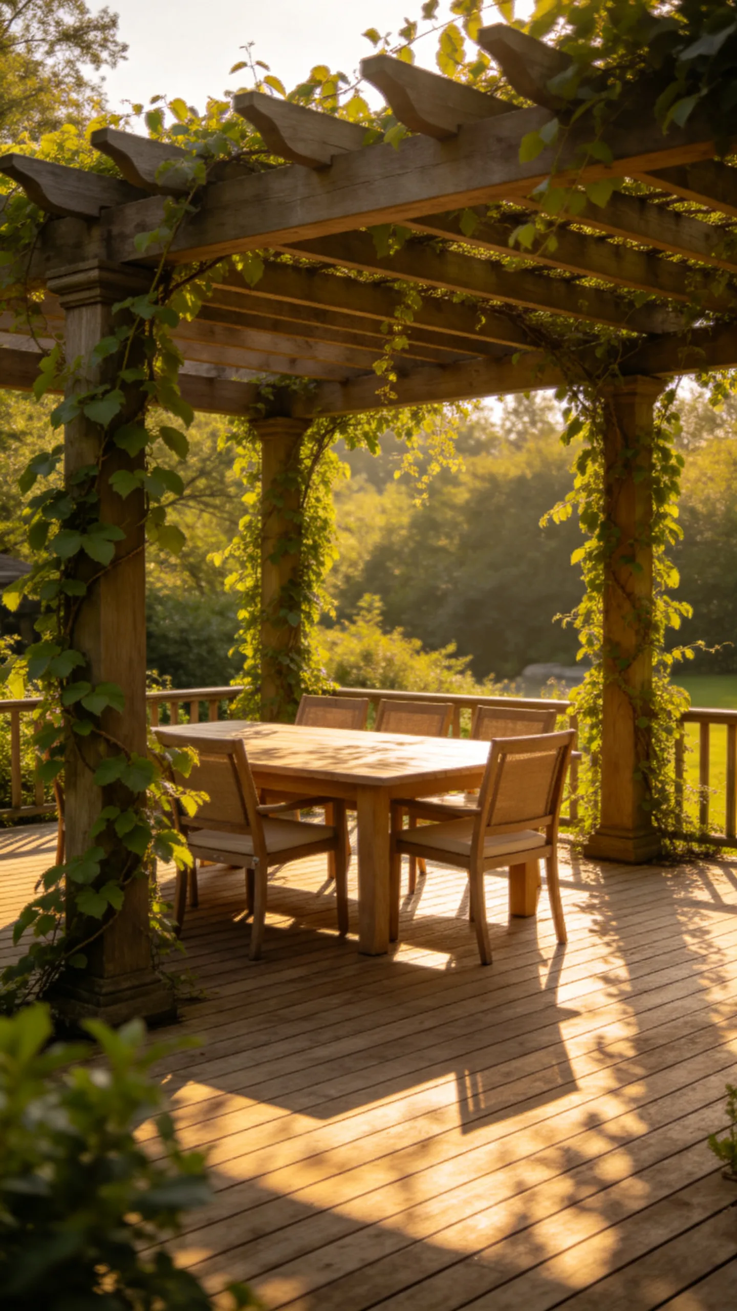 4. Dining Zones Under a Classic Pergola