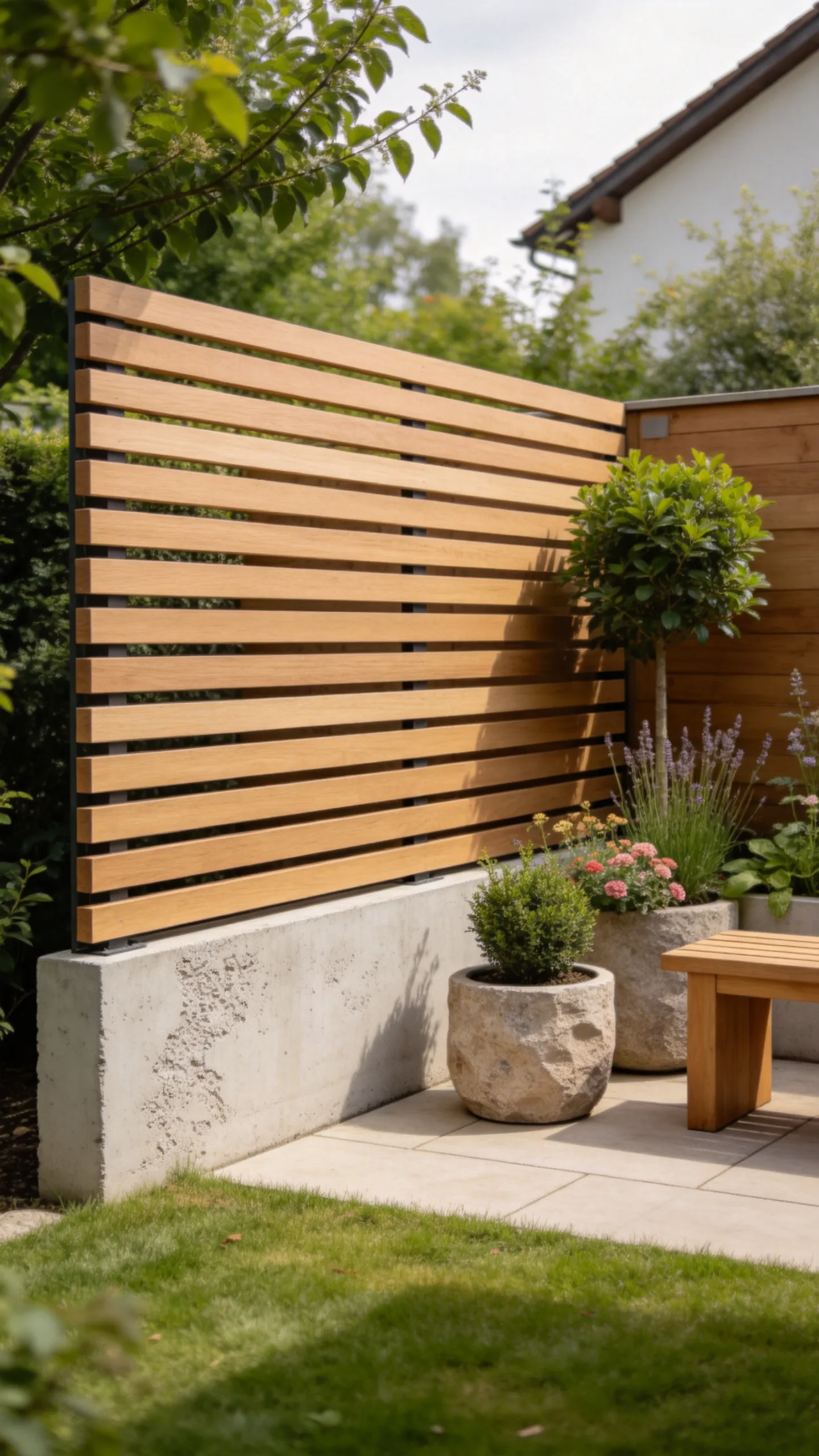 4. Modern Horizontal Slat Wood Divider