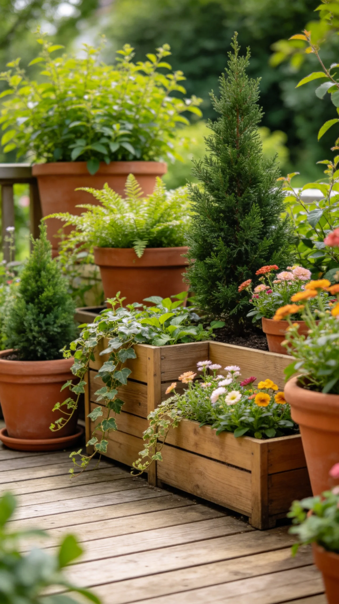 5. Back Deck Decorating Ideas with Container Gardens