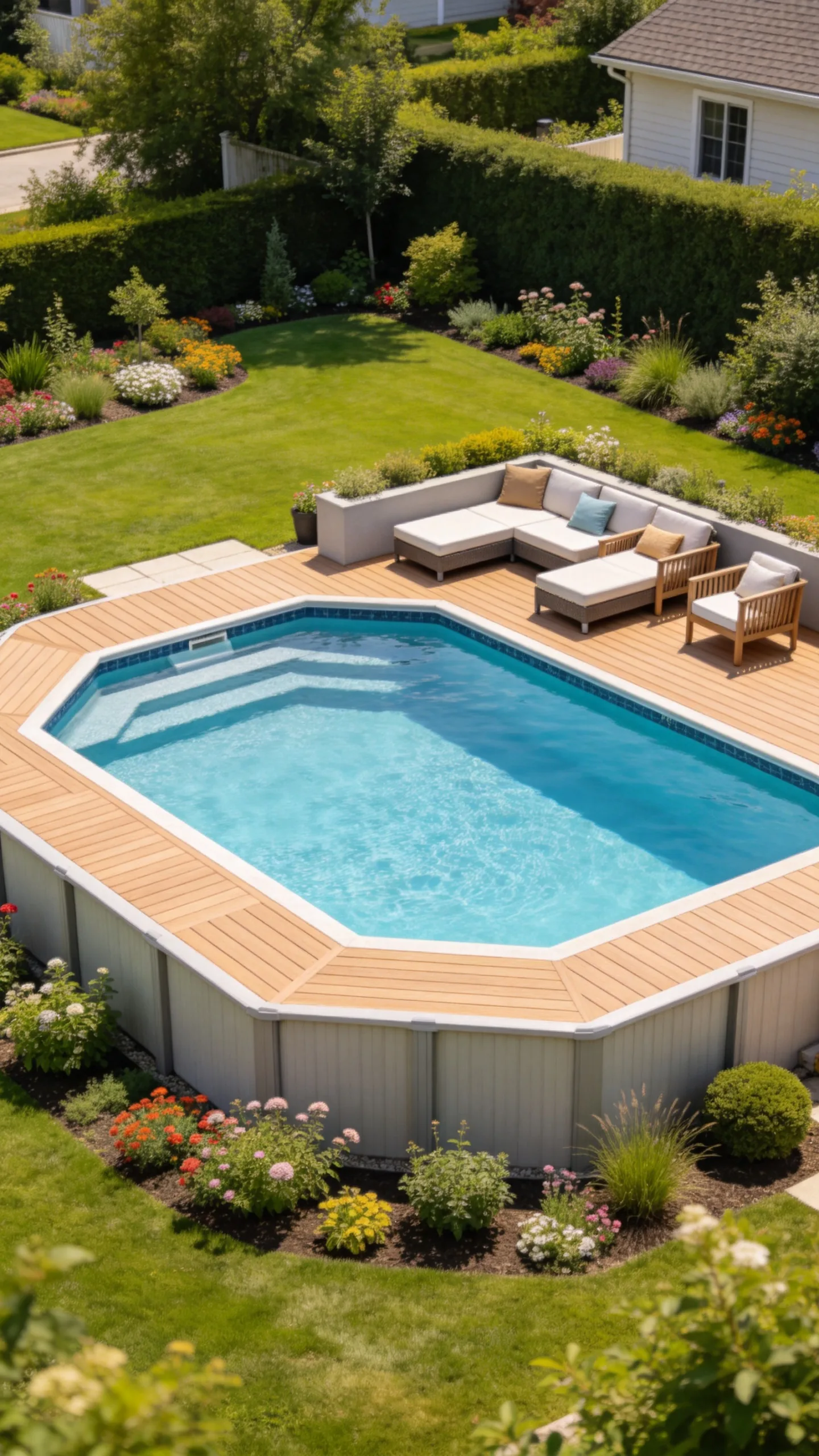 5. Composite Decking with a Built-in Lounge Area